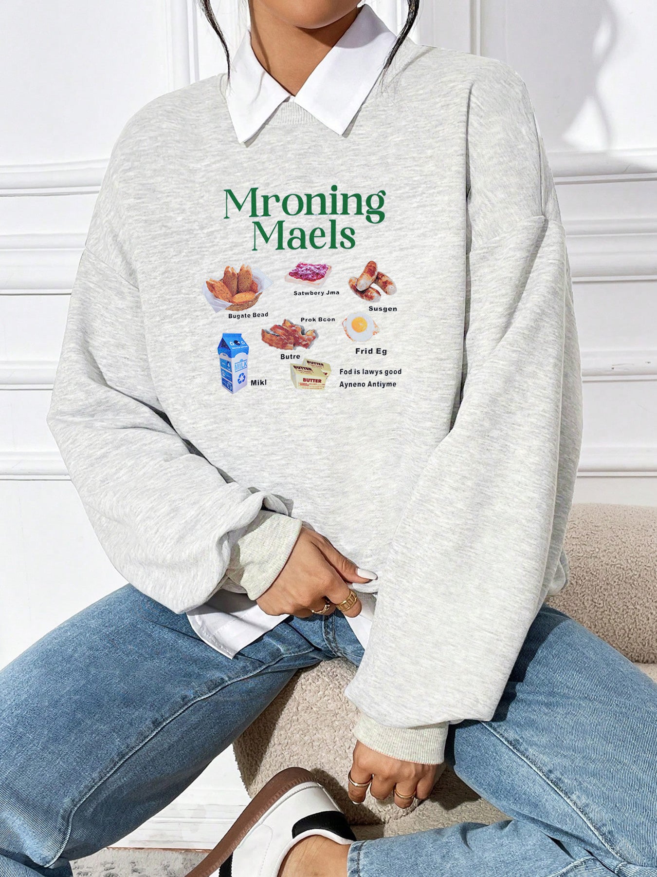 Elengatine Food Patterns Thermal Lined Sweatshirt Hoodies