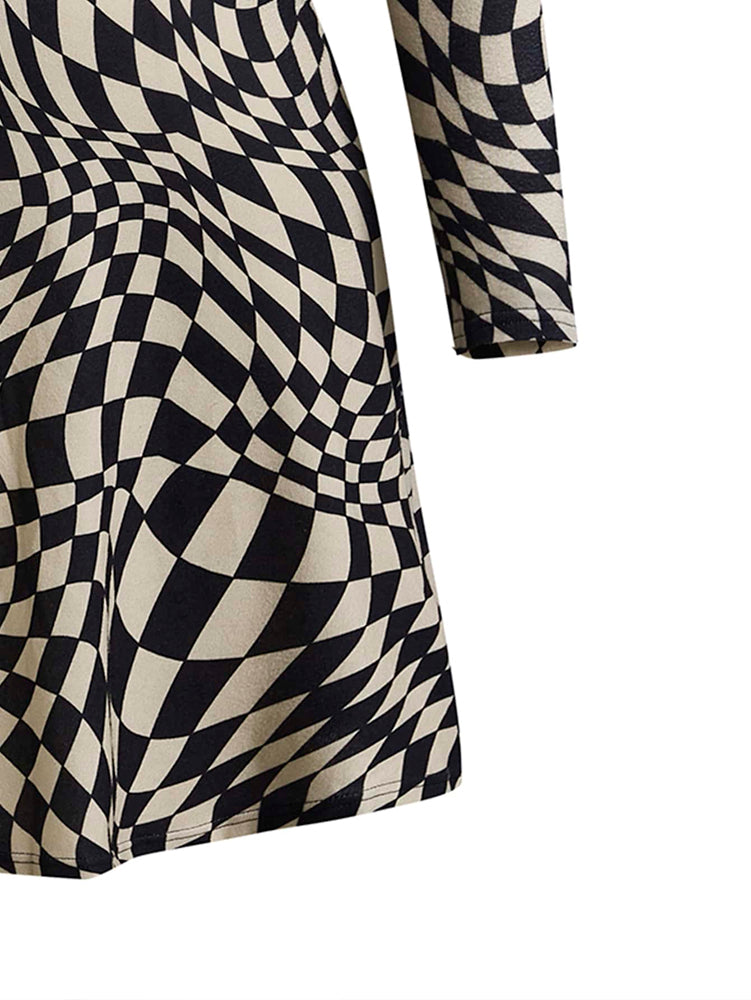 Elengatine Plus Abstract Pattern Off Shoulder A-line Dress