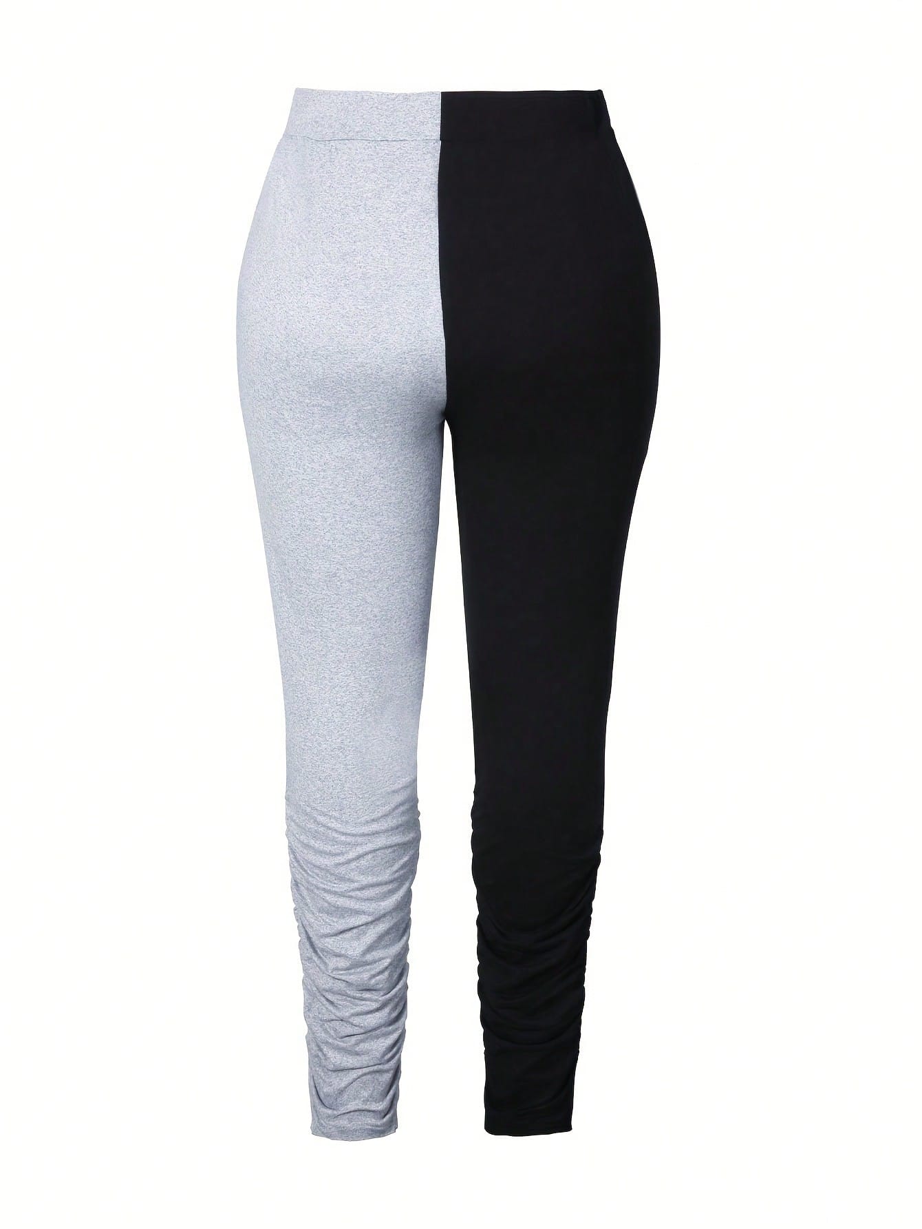 Large Size Women's Perforated Color Blocked Pants