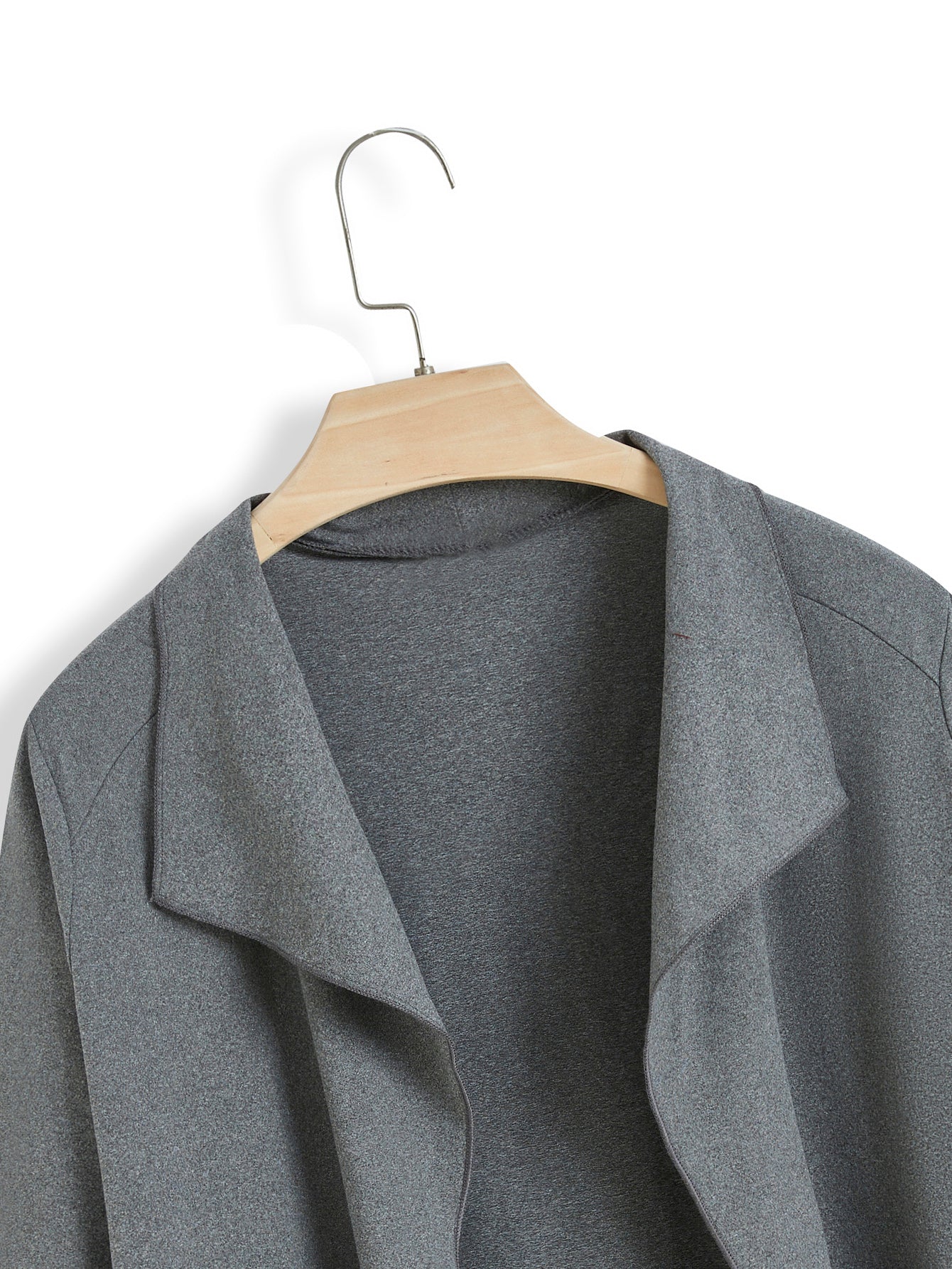 Elengatine Plus Lapel Neck Drop Shoulder Opened Front Coat