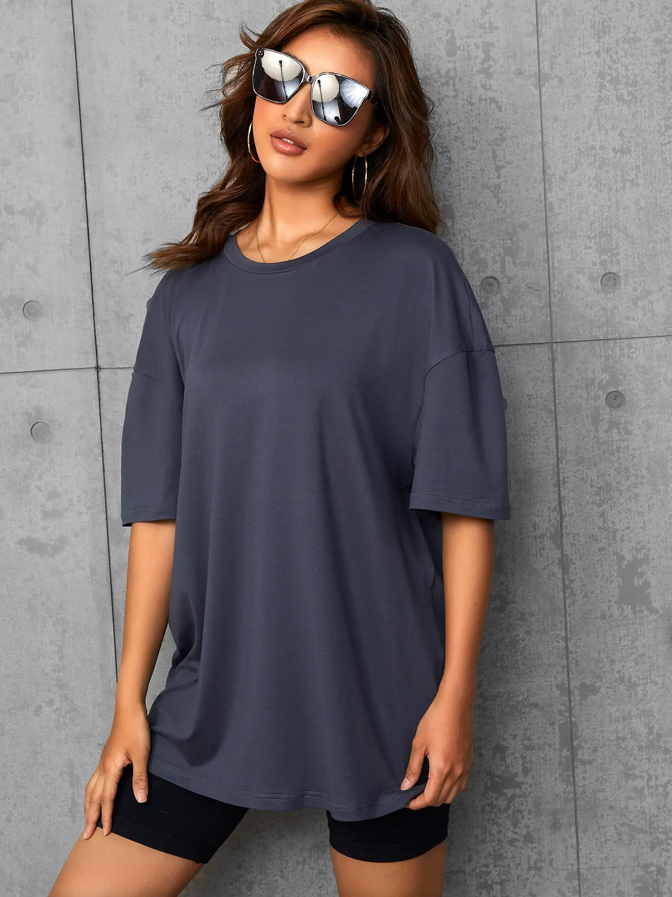 Elengatine Simple Drop Shoulder Tee Custom Printing