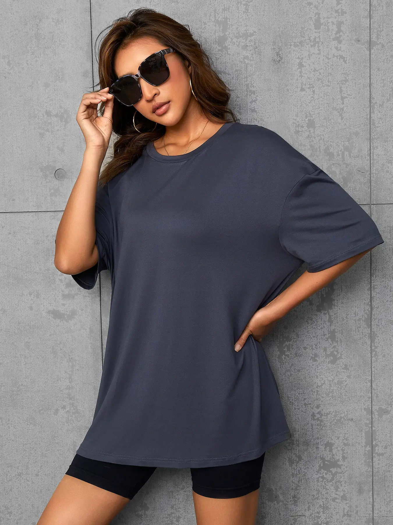 Elengatine Simple Drop Shoulder Tee Custom Printing