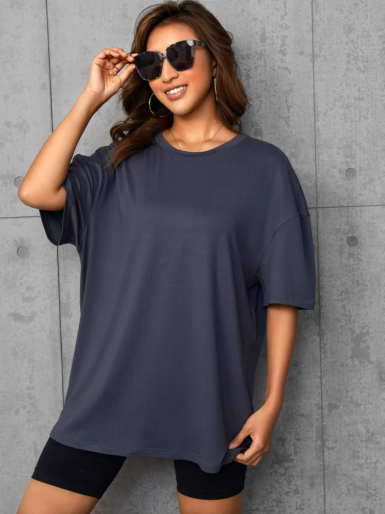 Elengatine Simple Drop Shoulder Tee Custom Printing
