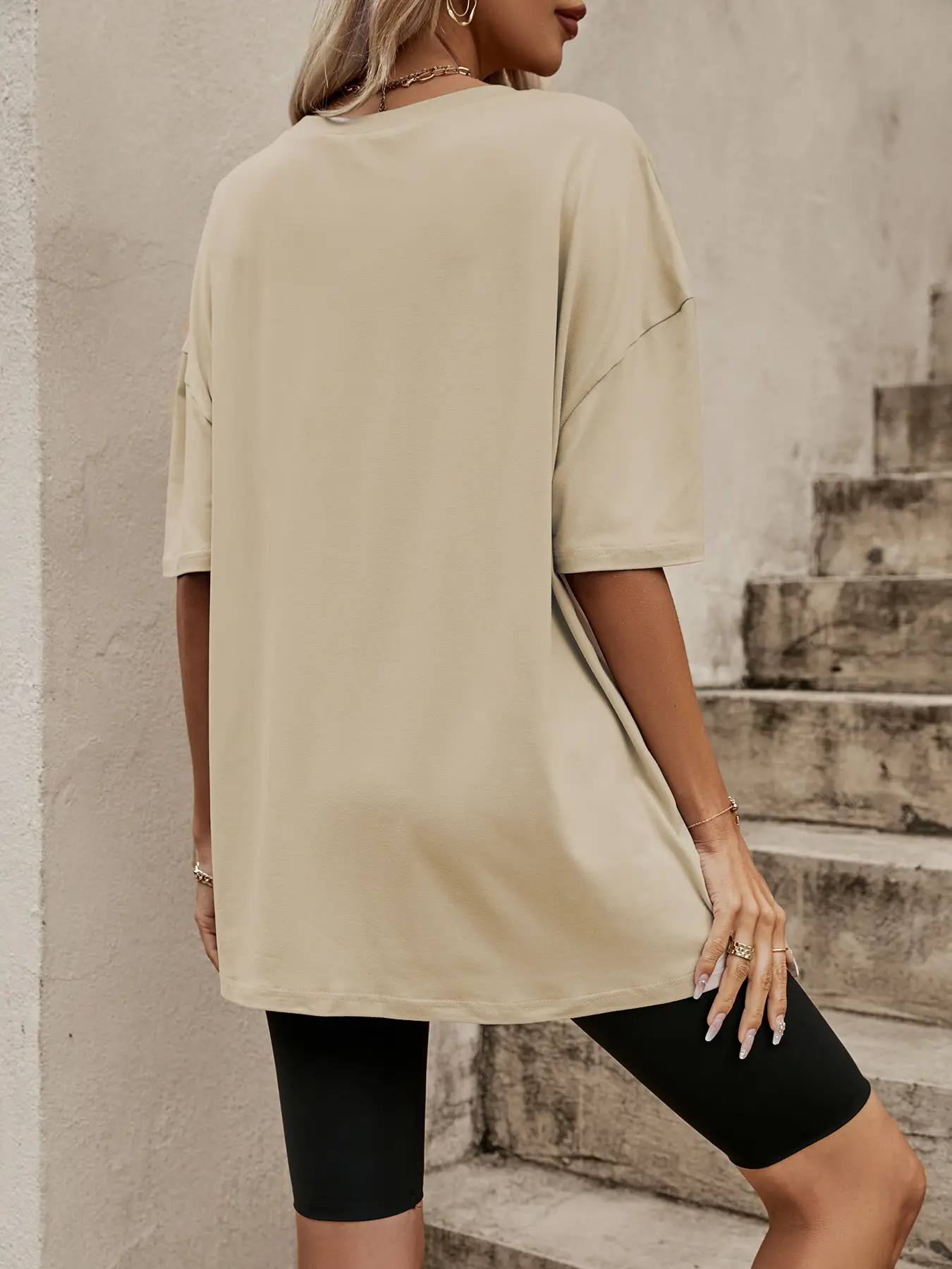 Elengatine Simple Drop Shoulder Tee Custom Printing
