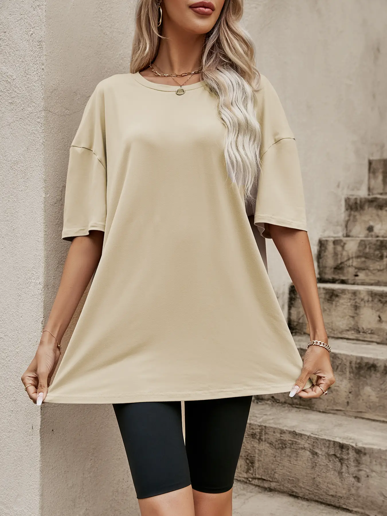 Elengatine Simple Drop Shoulder Tee Custom Printing