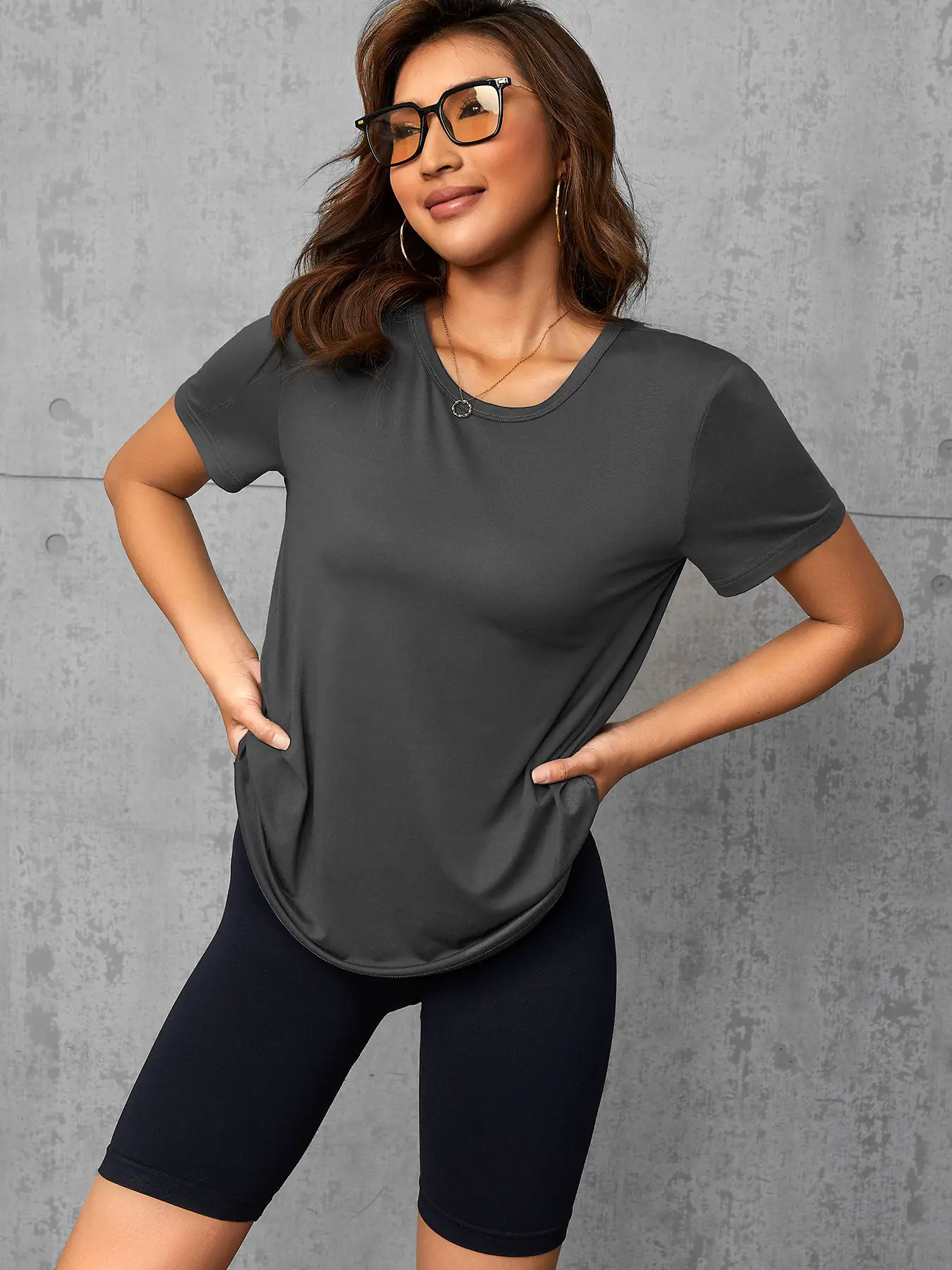 Elengatine Casual Drop Shoulder Tee Simple Design Custom Printing