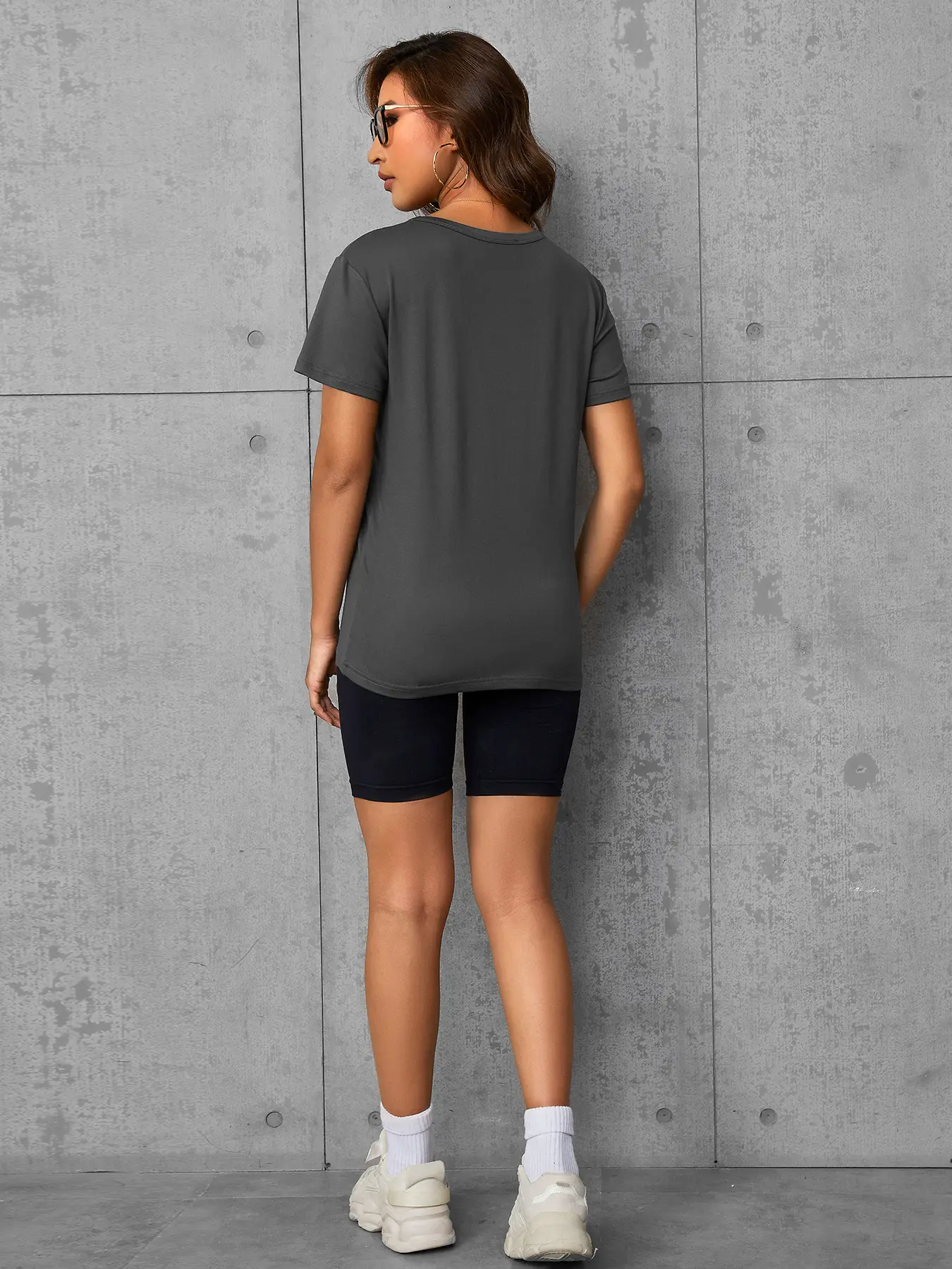 Elengatine Casual Drop Shoulder Tee Simple Design Custom Printing