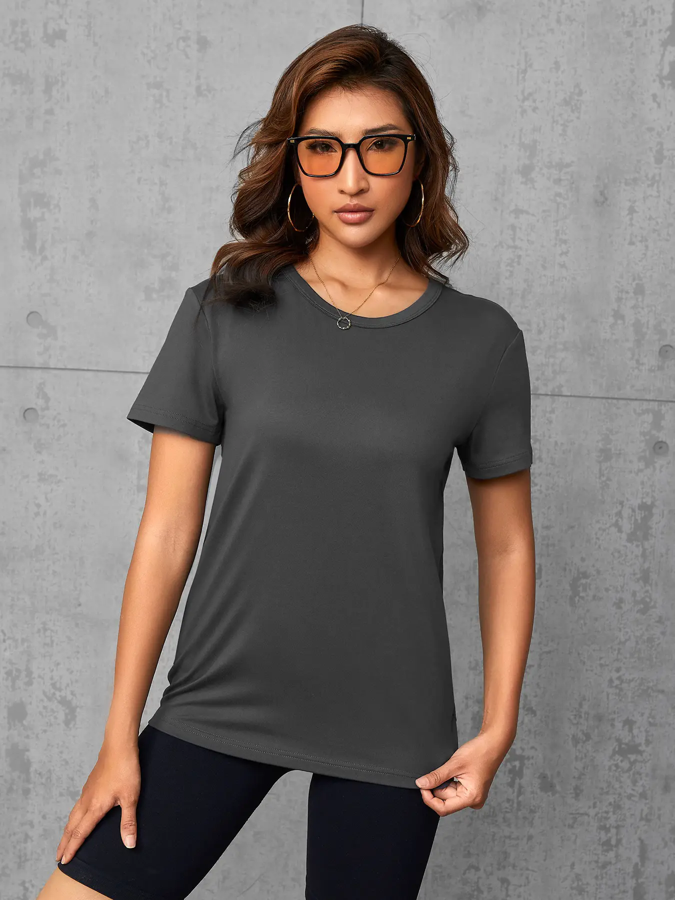 Elengatine Casual Drop Shoulder Tee Simple Design Custom Printing