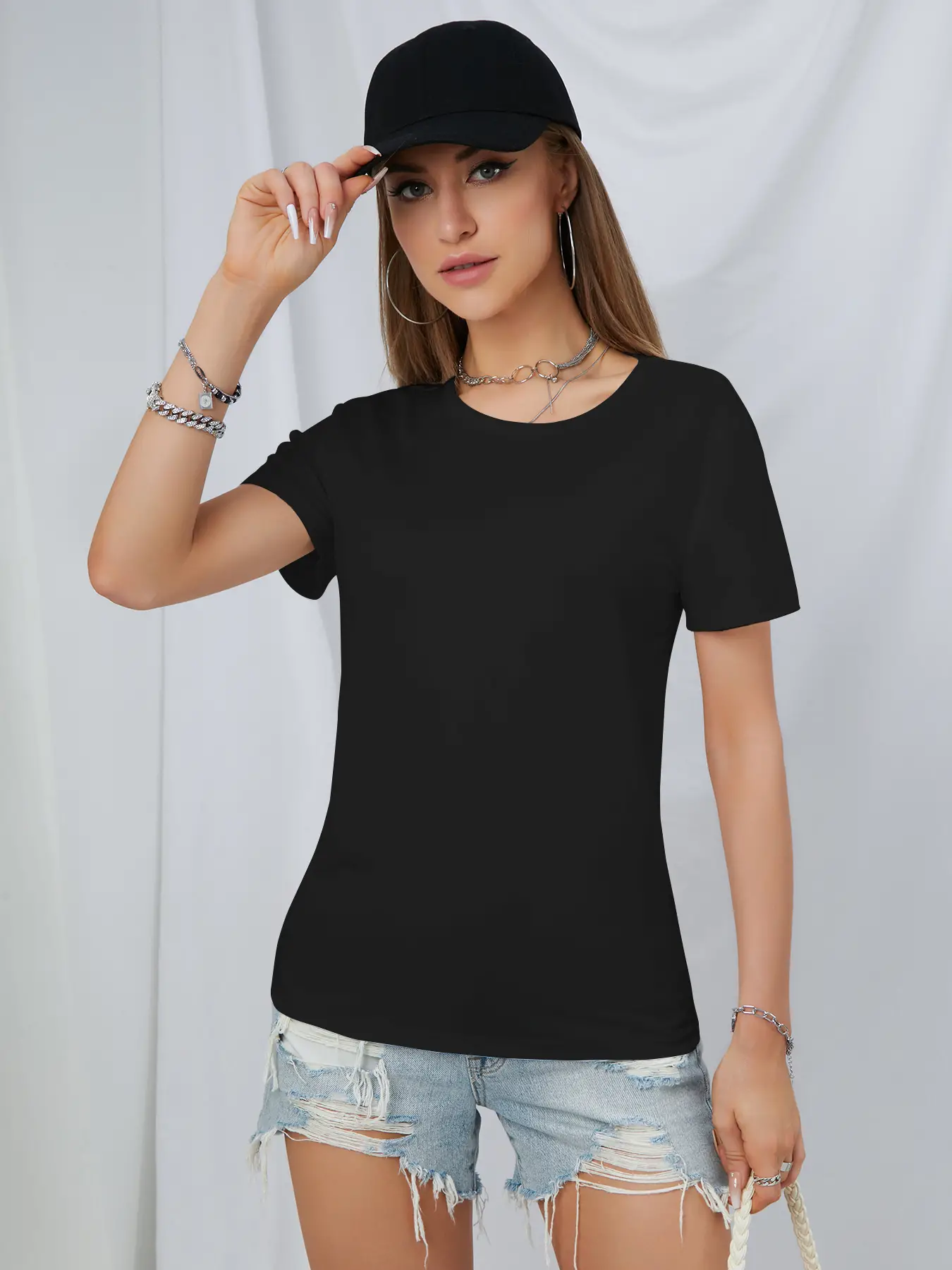 Elengatine Casual Drop Shoulder Tee Simple Design Custom Printing