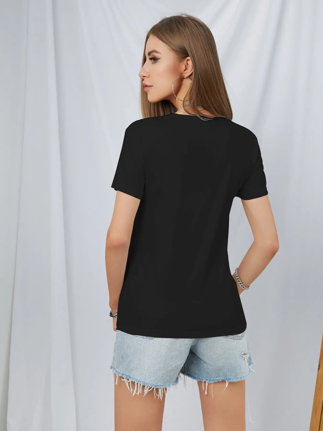 Elengatine Casual Drop Shoulder Tee Simple Design Custom Printing