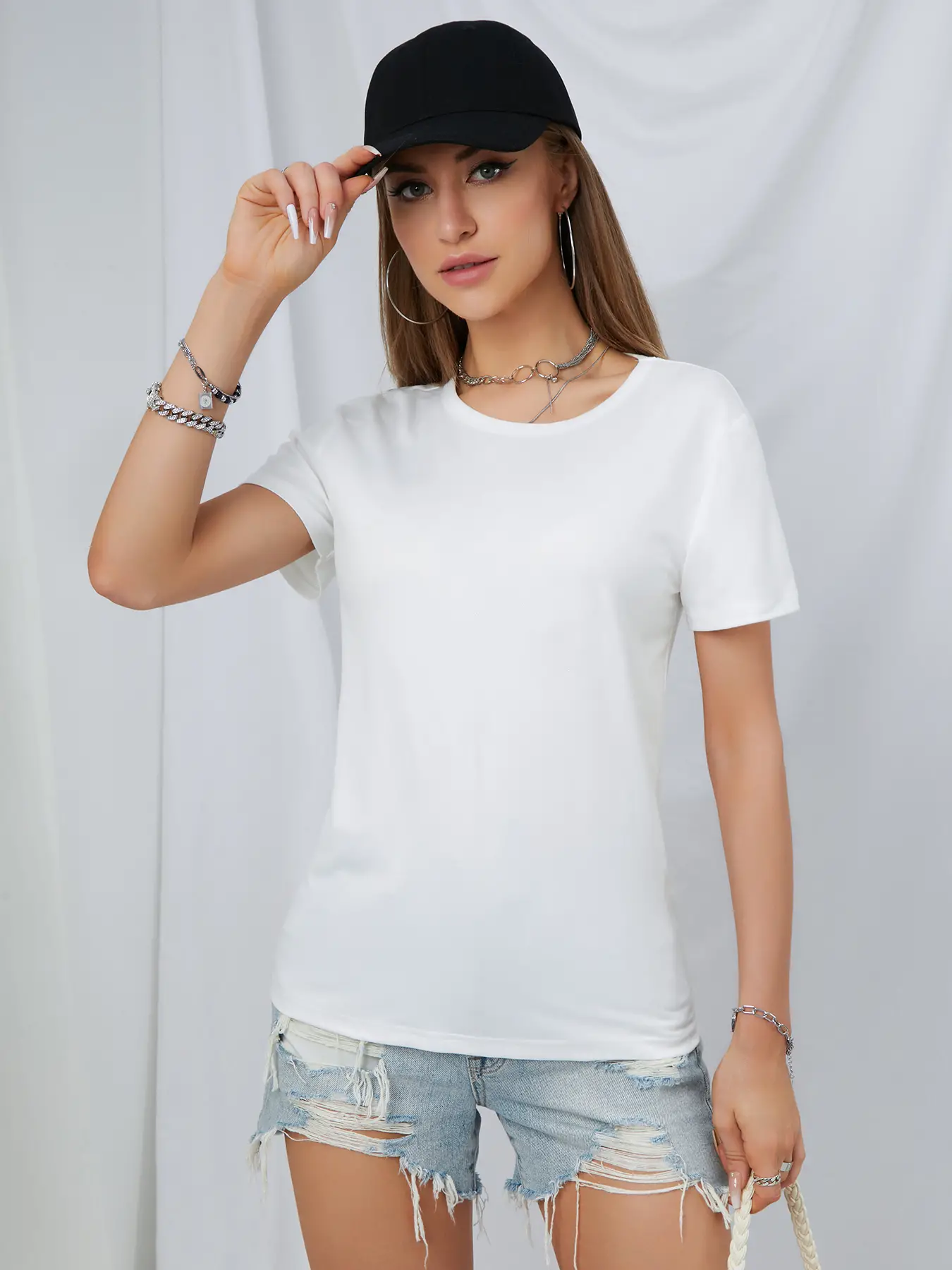 Elengatine Casual Drop Shoulder Tee Simple Design Custom Printing