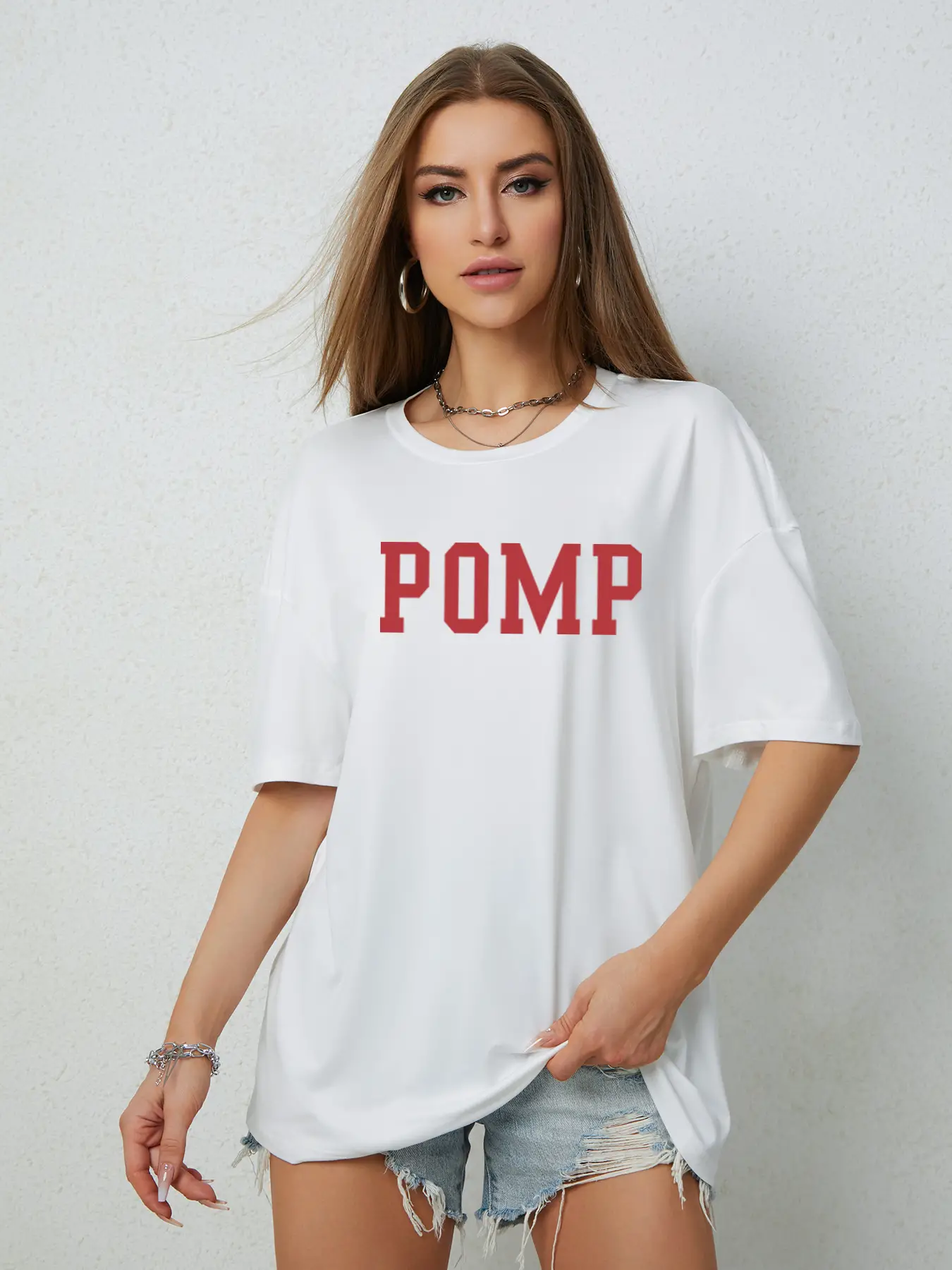 Elengatine Oversized Fashion Letter Graphic Drop Shoulder Tee