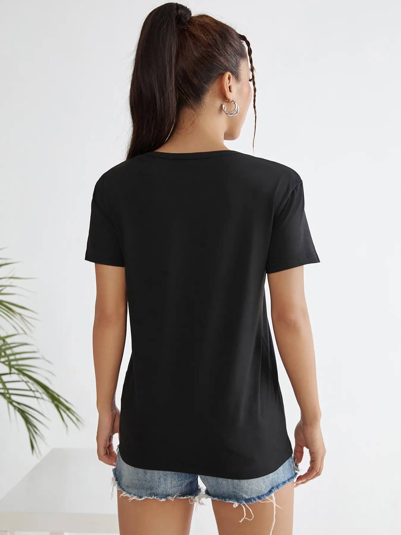Elengatine Lovely Heart Printing Drop Shoulder Tee
