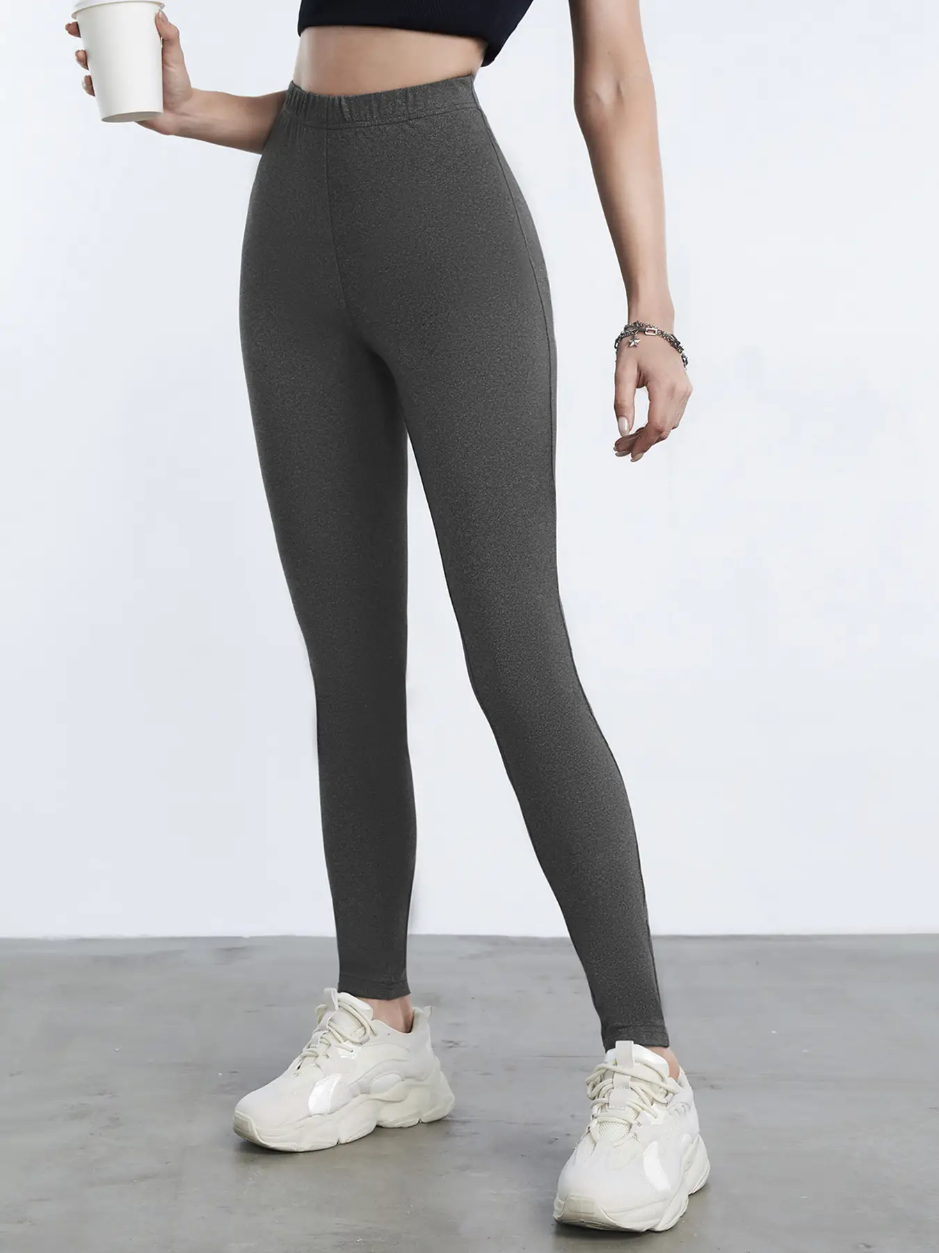 Elengatine Yoga Basic Solid Elastic Waist Leggings