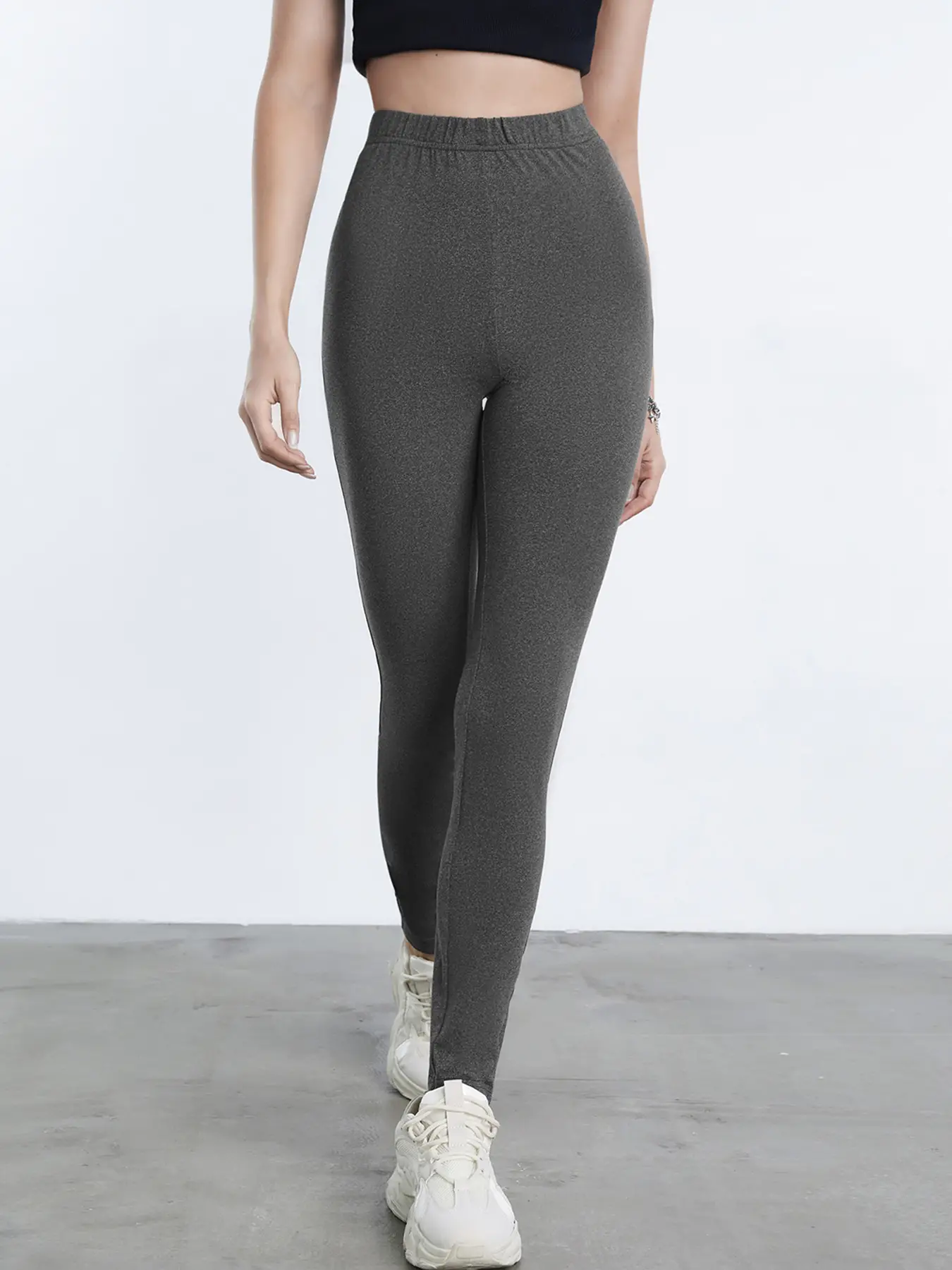 Elengatine Yoga Basic Solid Elastic Waist Leggings