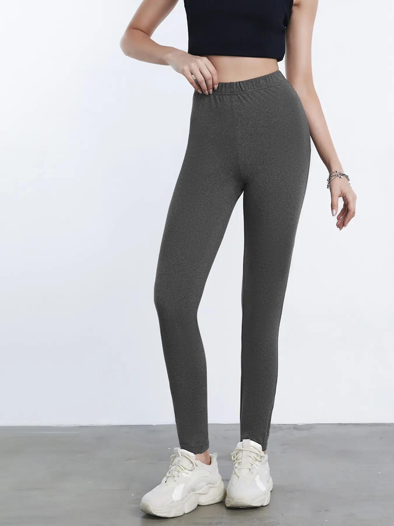 Elengatine Yoga Basic Solid Elastic Waist Leggings