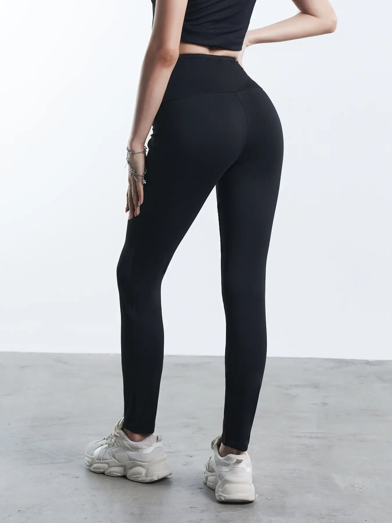 Elengatine Solid High Waist Tummy Control Running Yoga Stretch Leggings