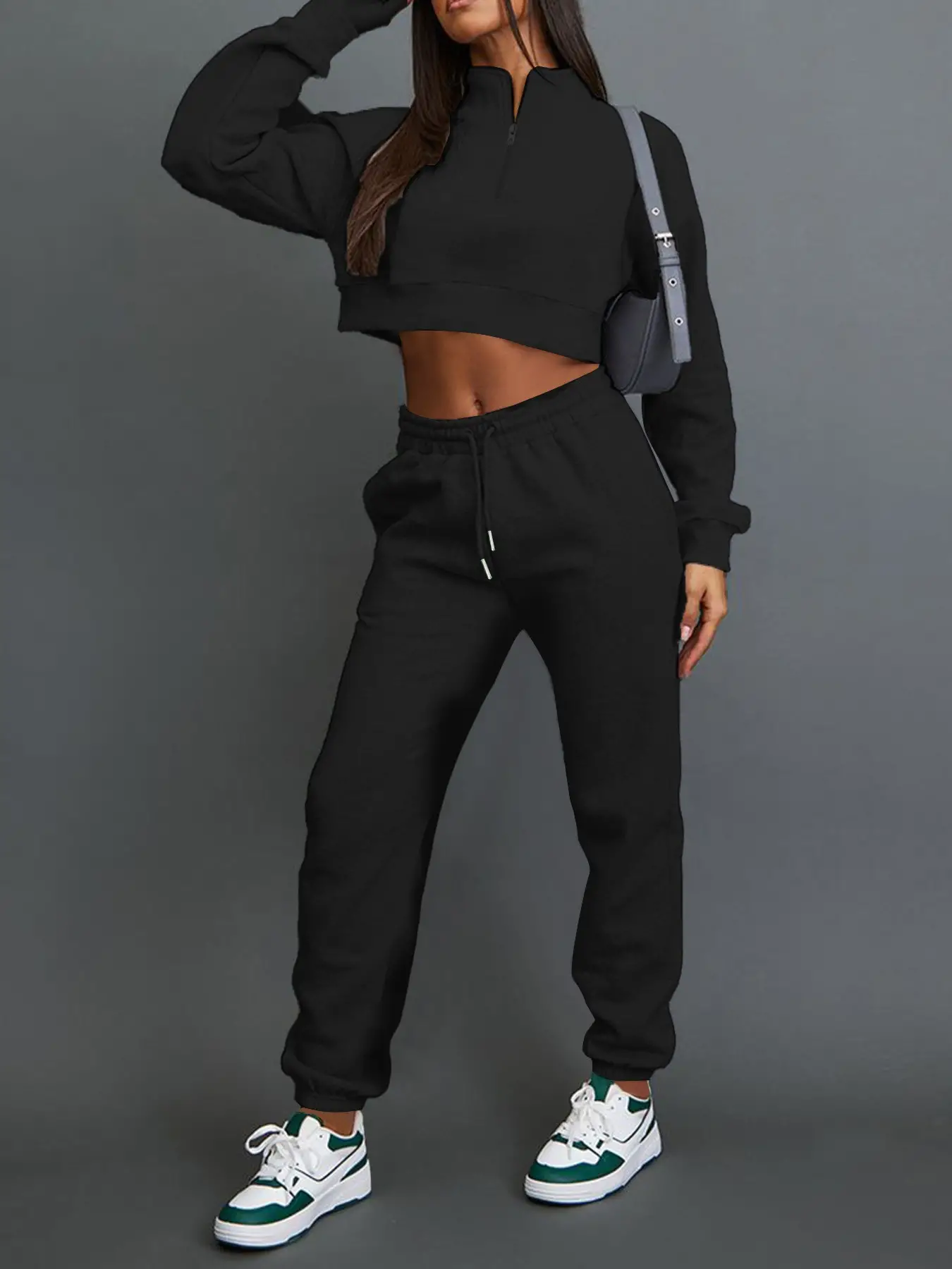 Elengatine Solid Drawstring Waist Sweatpants