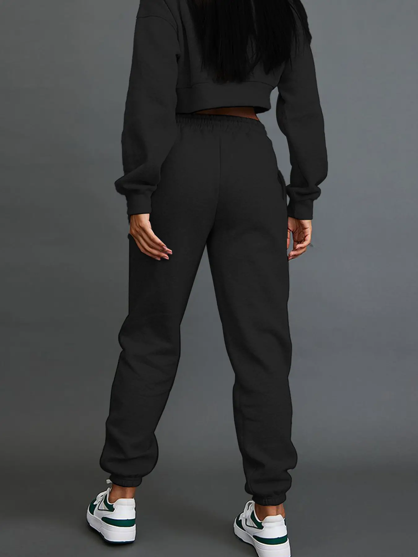 Elengatine Solid Drawstring Waist Sweatpants