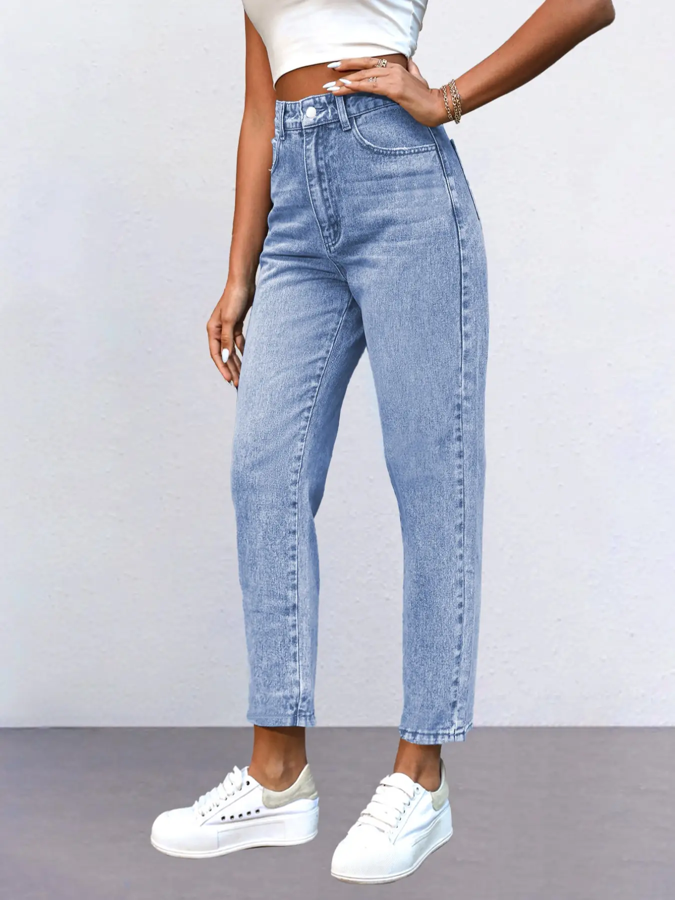 Elengatine High Waist Straight Leg Jeans