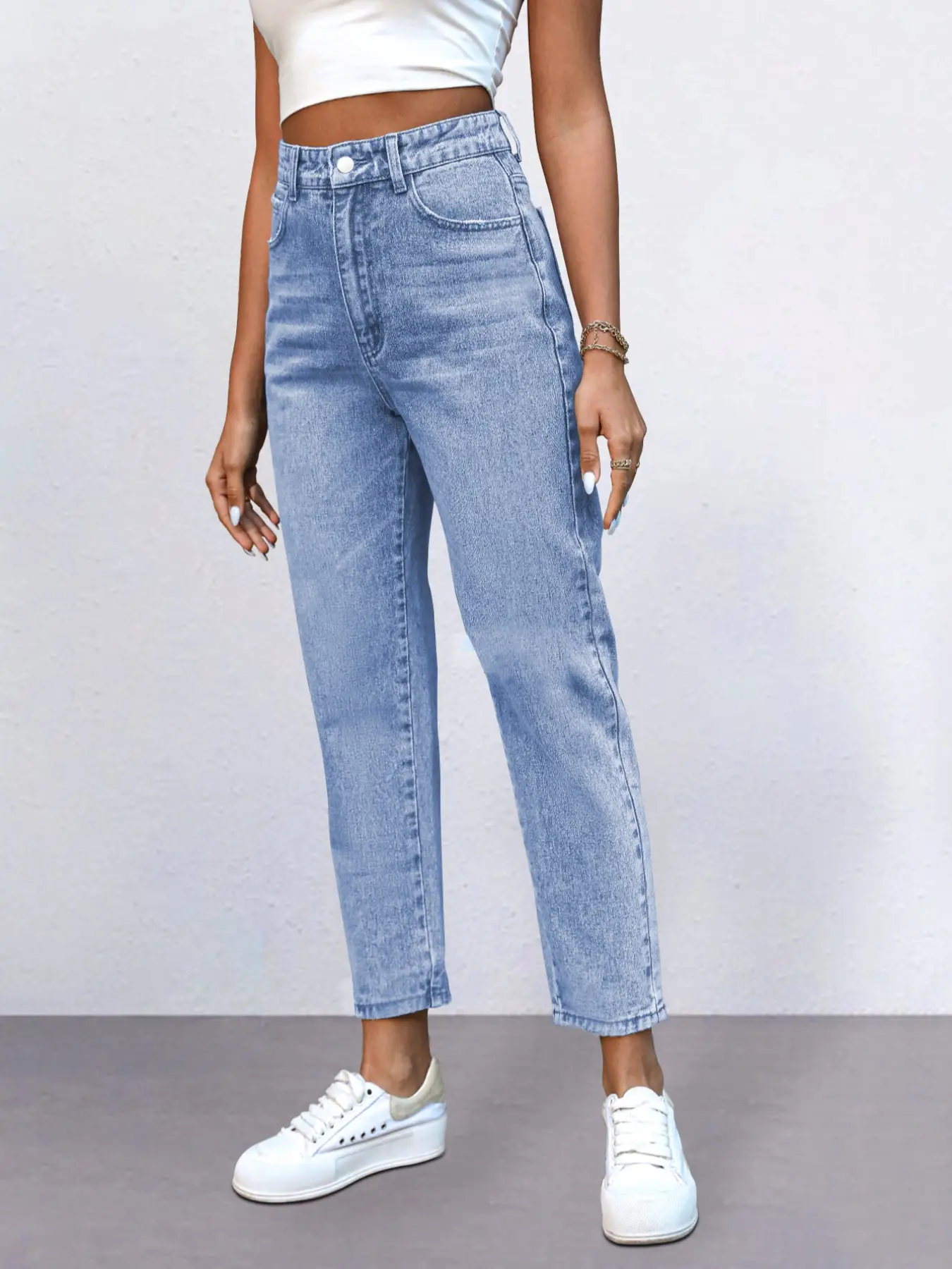 Elengatine High Waist Straight Leg Jeans