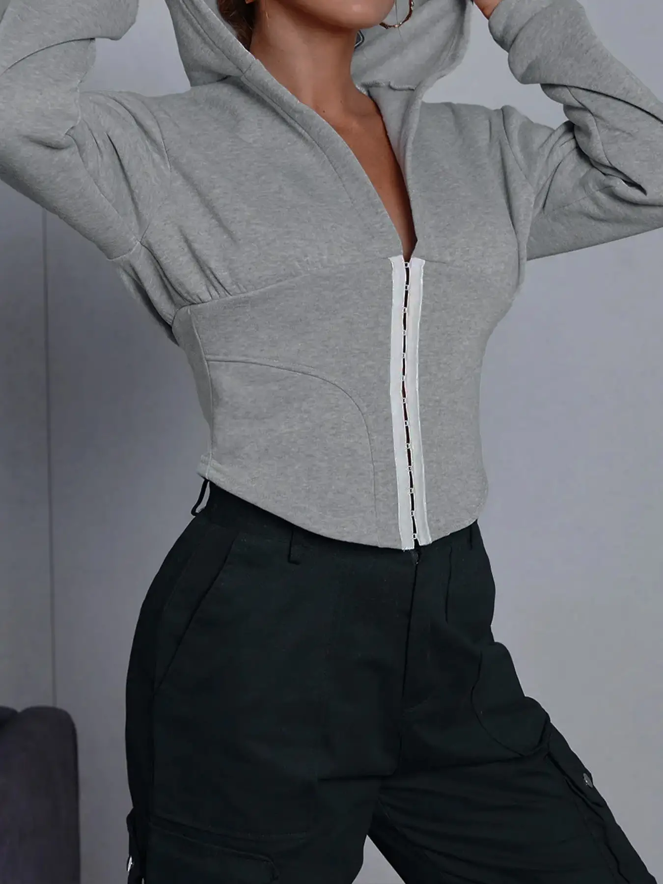 Elengatine Fashion Simple Grey Hoodies