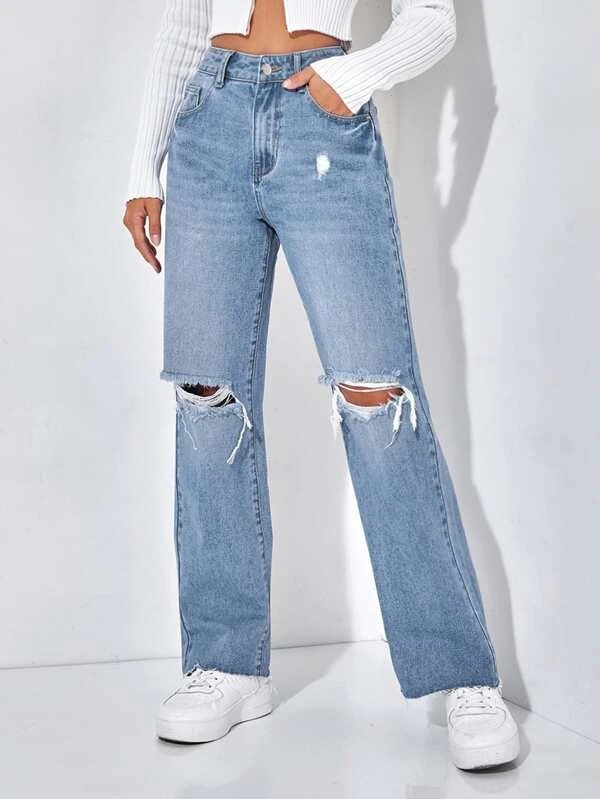 Elengatine 2 pcs set Causal Jeans with black long sleeved T-shirt for Women Model BXD0017 BXD0018
