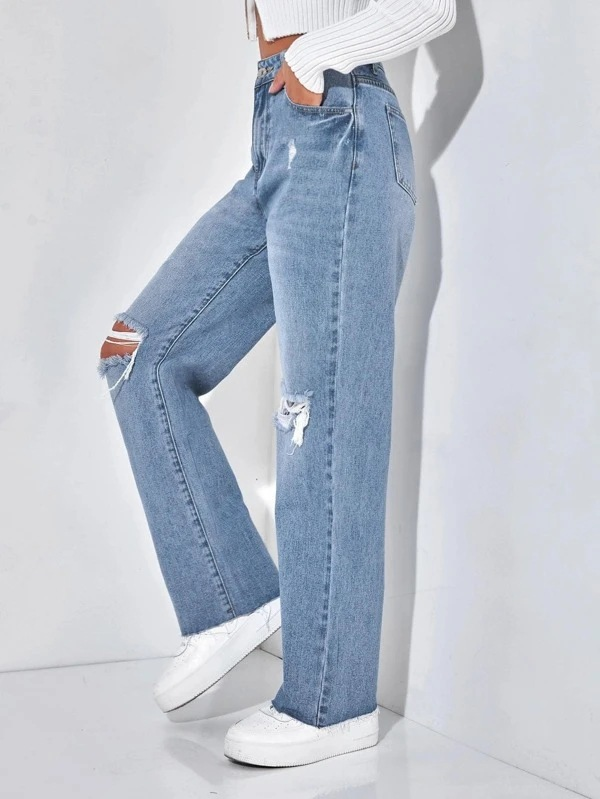 Elengatine 2 pcs set Causal Jeans with black long sleeved T-shirt for Women Model BXD0017 BXD0018