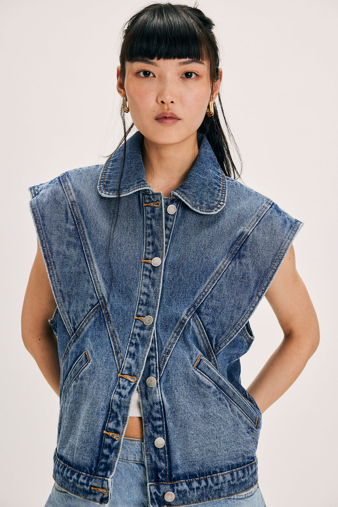 Elengatine Bohemian Vintage Cool Denim Waistcoat Vest For Lady BXD0045