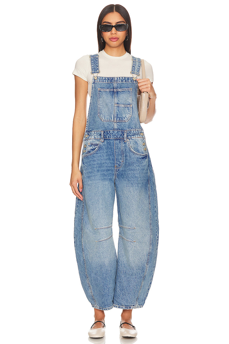 Elengatine Women's Denim Barrel Jeans,Adjustable Shoulder Straps with Buckle Closure Denim Overall BTN001