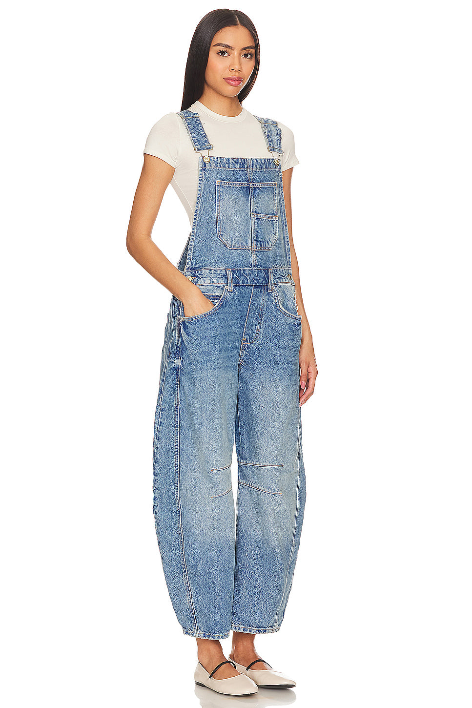 Elengatine Women's Denim Barrel Jeans,Adjustable Shoulder Straps with Buckle Closure Denim Overall BTN001