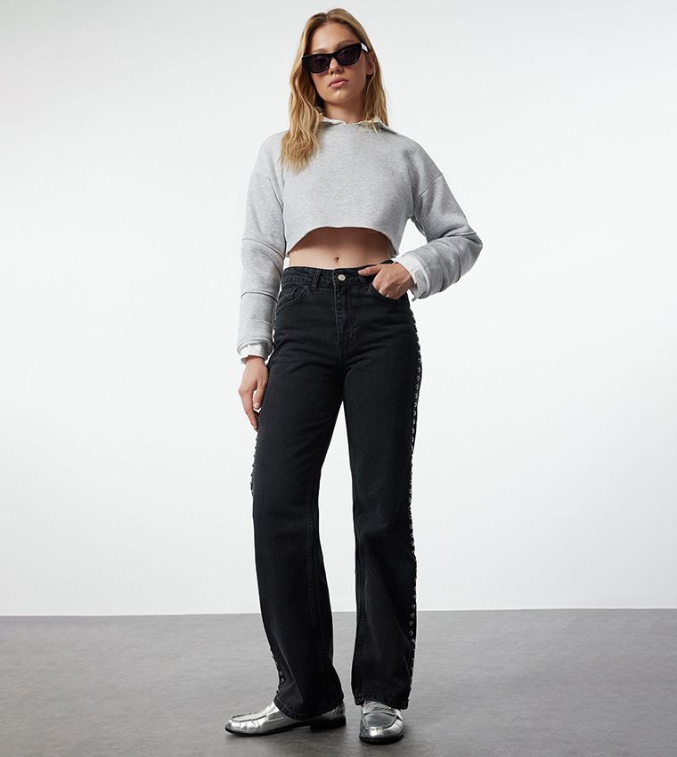 Elengatine Non-Stretch Straight Leg Jeans BTN021