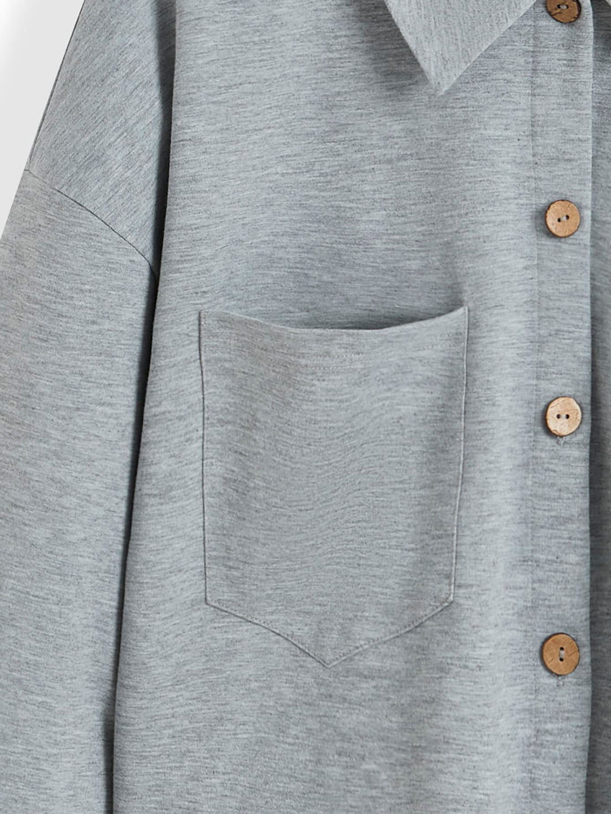 Elengatine Plus Causal Pocket Buttons Front Drop Shoulder Coat