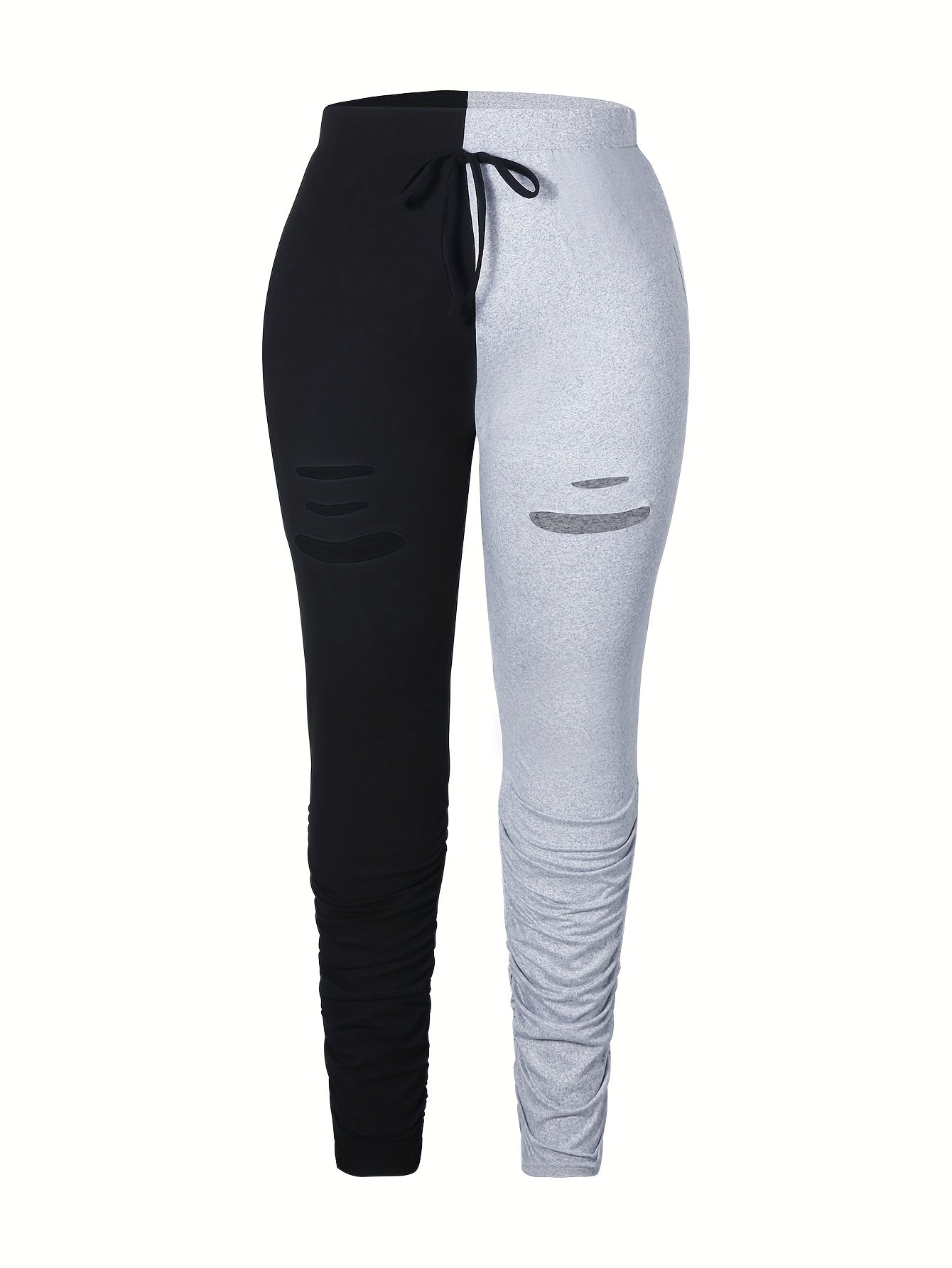 Elengatine Plus Double Colors Holes Pencil Pants Leggings