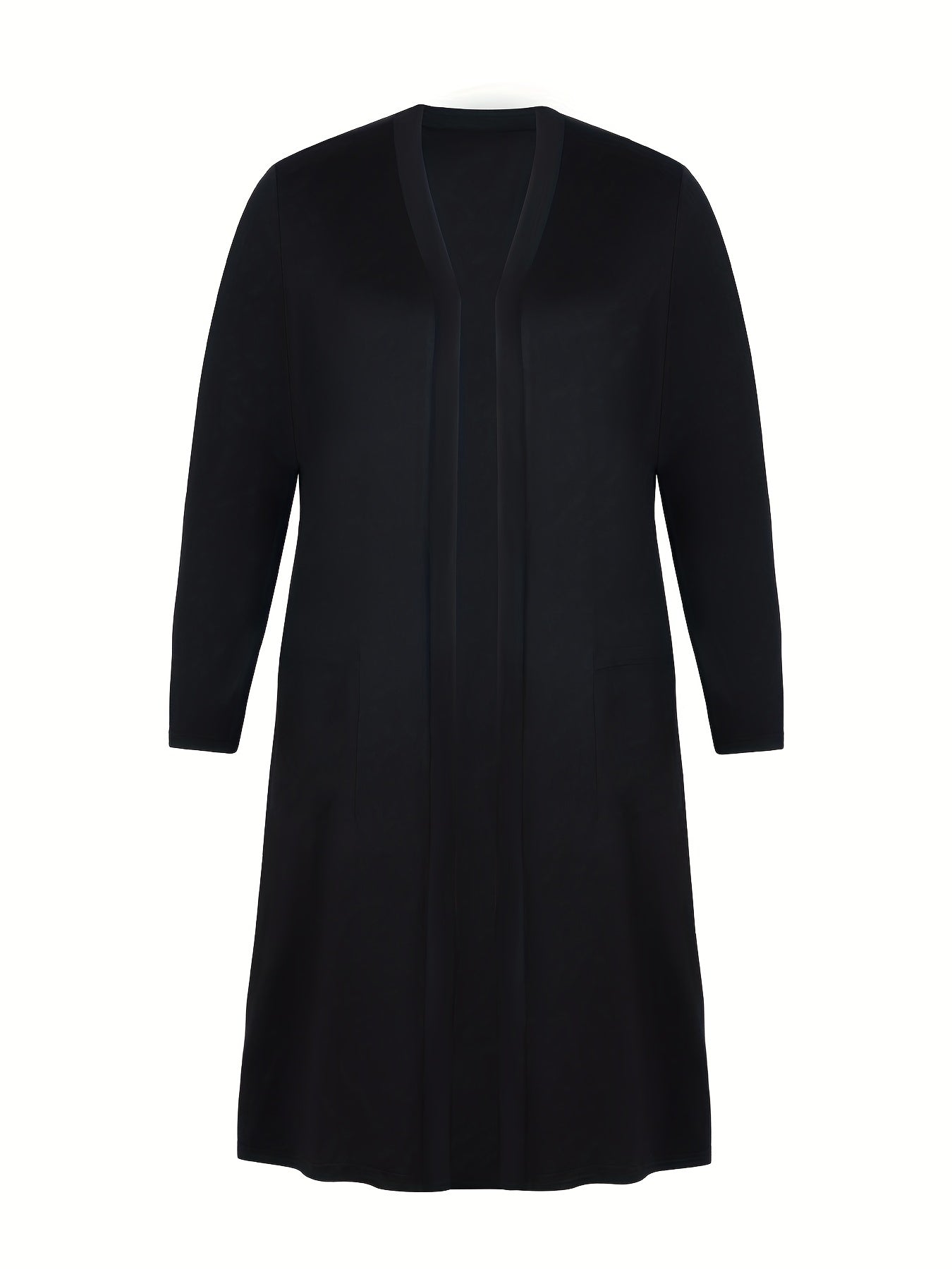 Elengatine Plus Casual Daily Simplicity Solid Color Cardigan Collar Coat