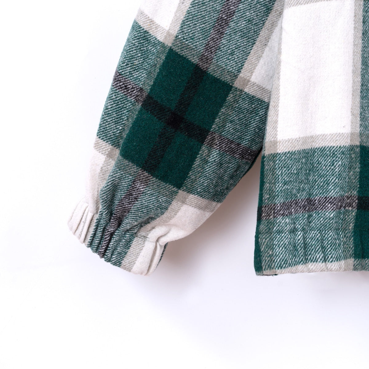 Elengatine Plaid Print Drop Shoulder Zip up Hooded Coat