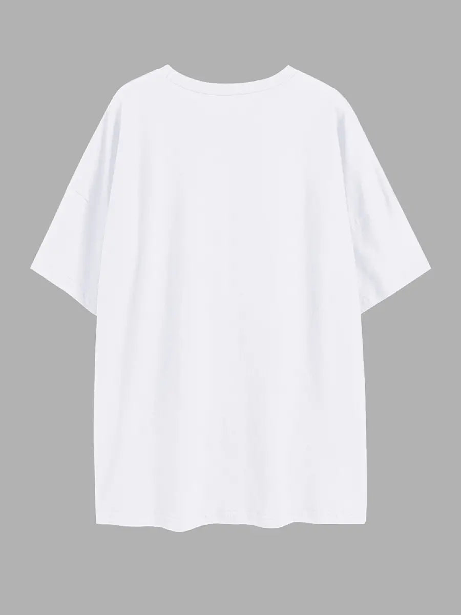 Elengatine Lips & Letter Graphic Printing Drop Shoulder Tee
