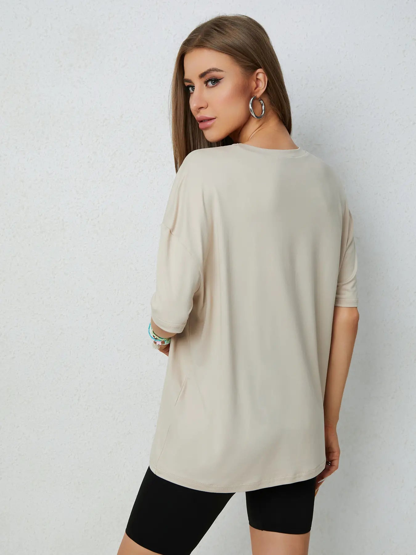Elengatine Followers Graphic Printing Drop Shoulder Tee Causal