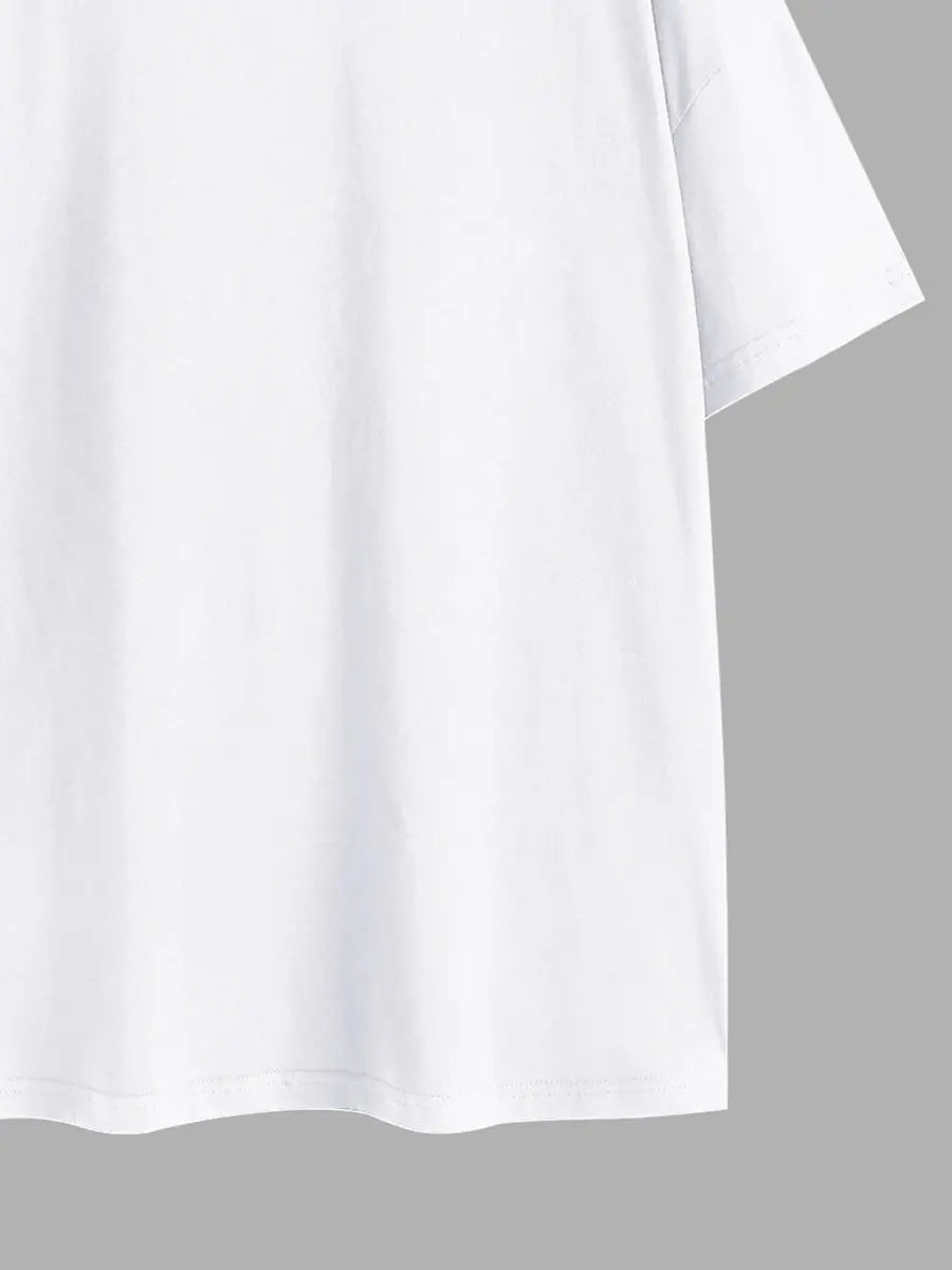 Elengatine Lips & Letter Graphic Printing Drop Shoulder Tee