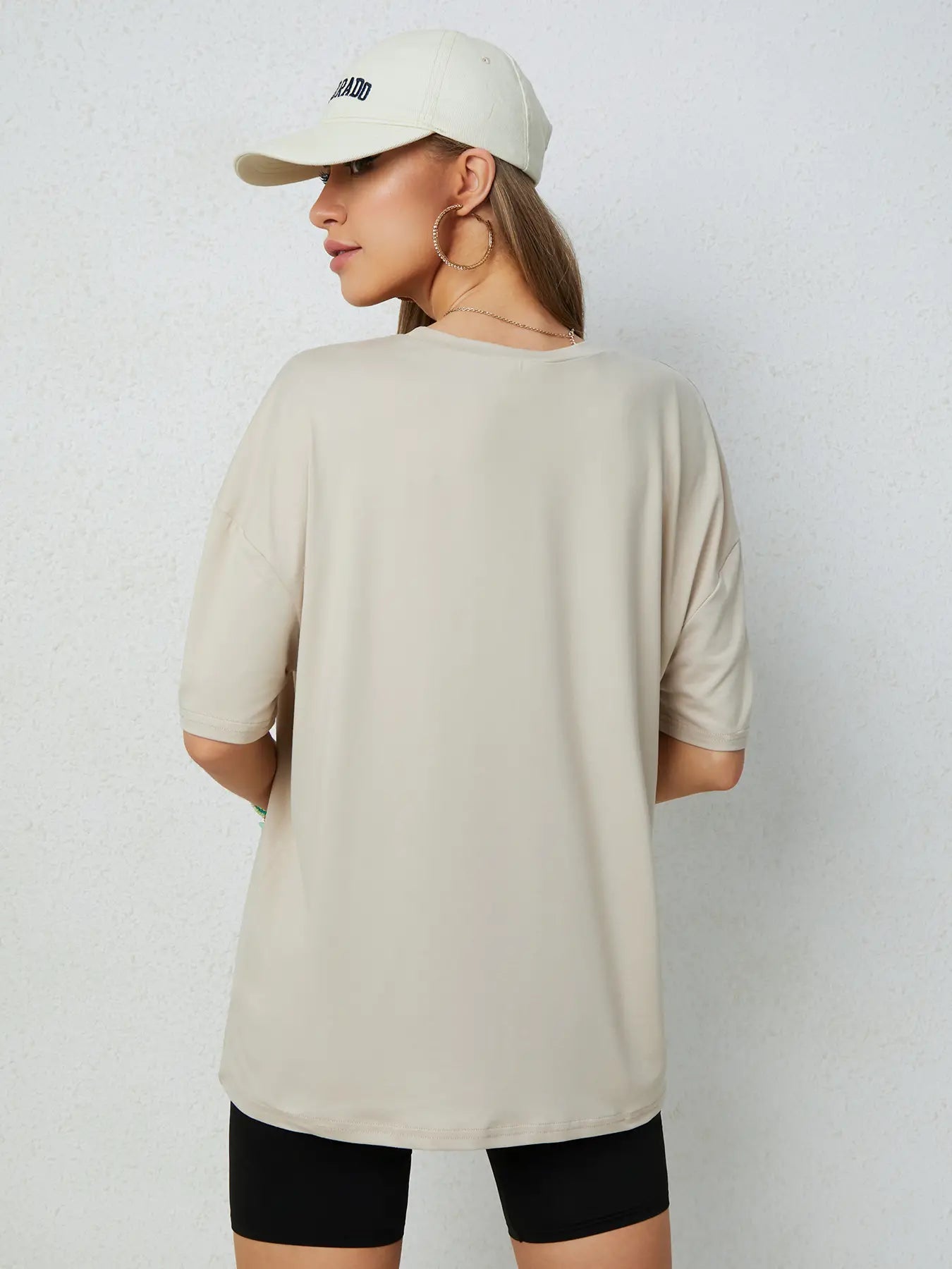 Elengatine Butterfly Printing Causal Drop Shoulder Tee