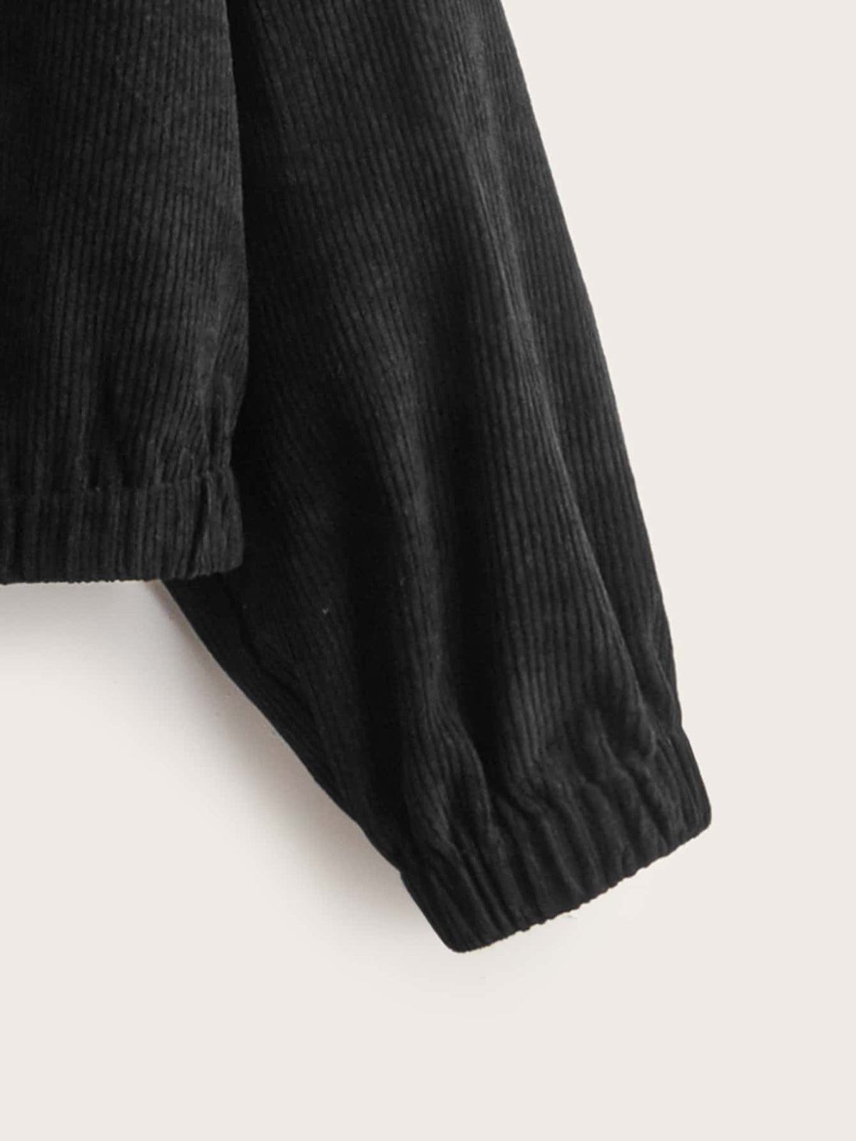 Elengatine Plus Causal Drop Shoulder Zip Up Hooded Corduroy Jacket