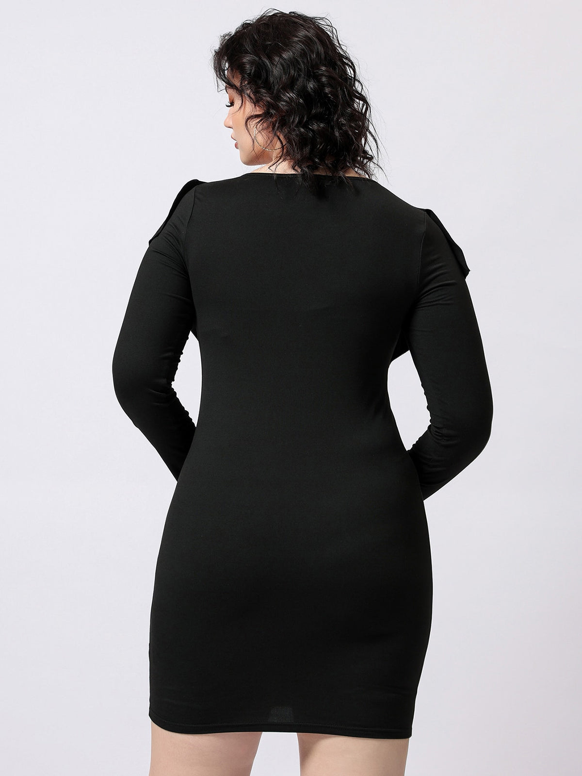 Elengatine Plus Ruffle Neckline Bodycon Dress