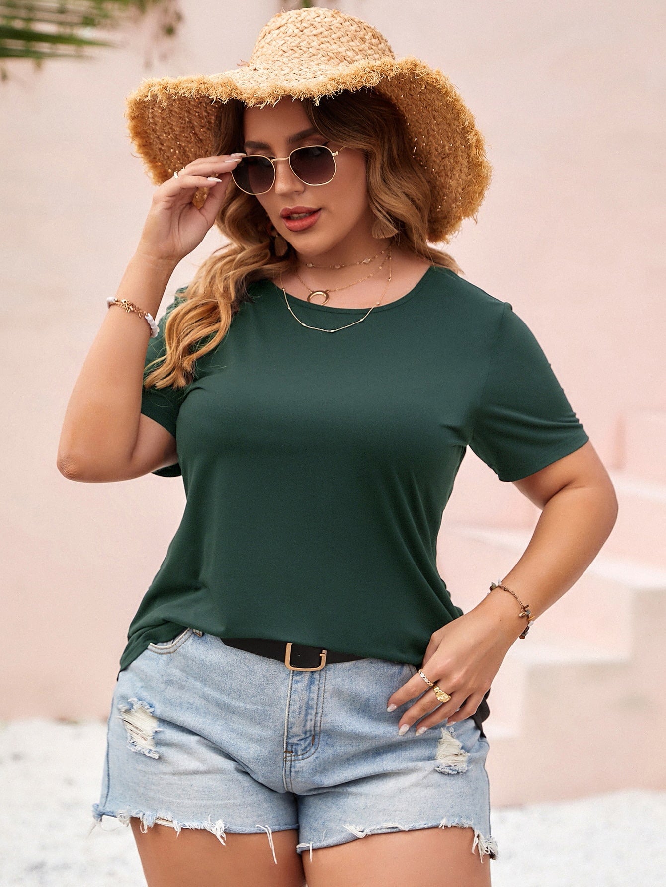 Elengatine DarK Green Causal T-Shirt MY0795