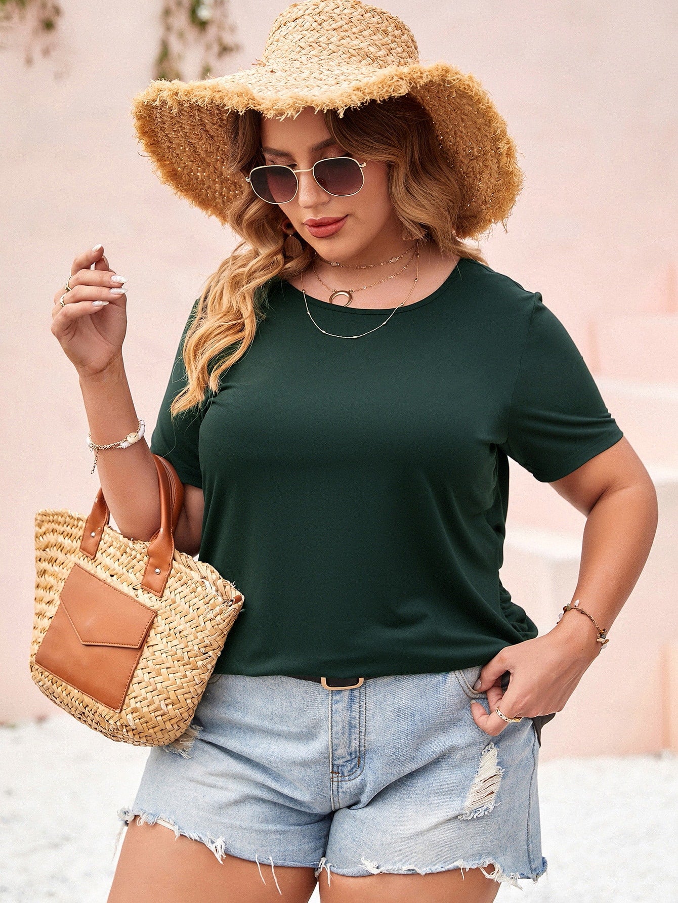 Elengatine DarK Green Causal T-Shirt MY0795