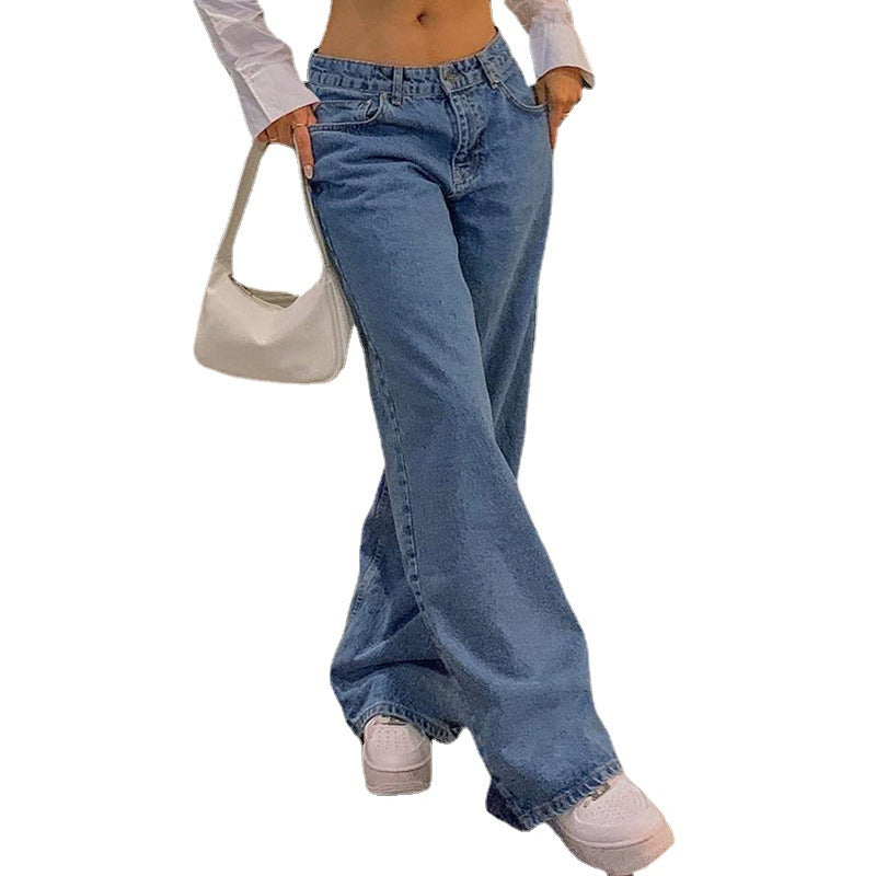 Elengatine Low Waist Straight Leg Women Jeans,Vantage Loose Street Style Denim Trousers,Fashionable Casual Jeans for Women TL0632