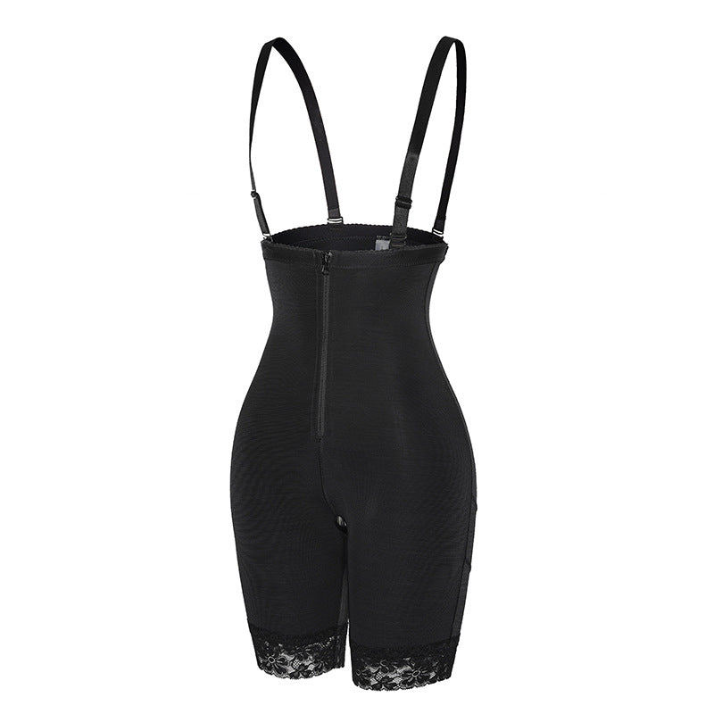 Elengatine High Waisted lace open crotch shapewear bodysuit with shoulder straps