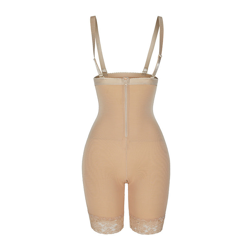Elengatine High Waisted lace open crotch shapewear bodysuit with shoulder straps