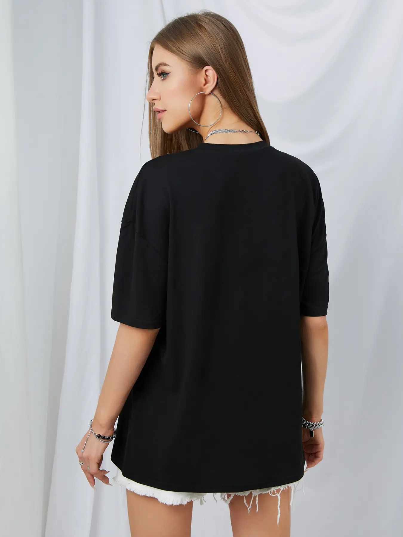 Elengatine landscape painting Letter Graphic Drop Shoulder Tee