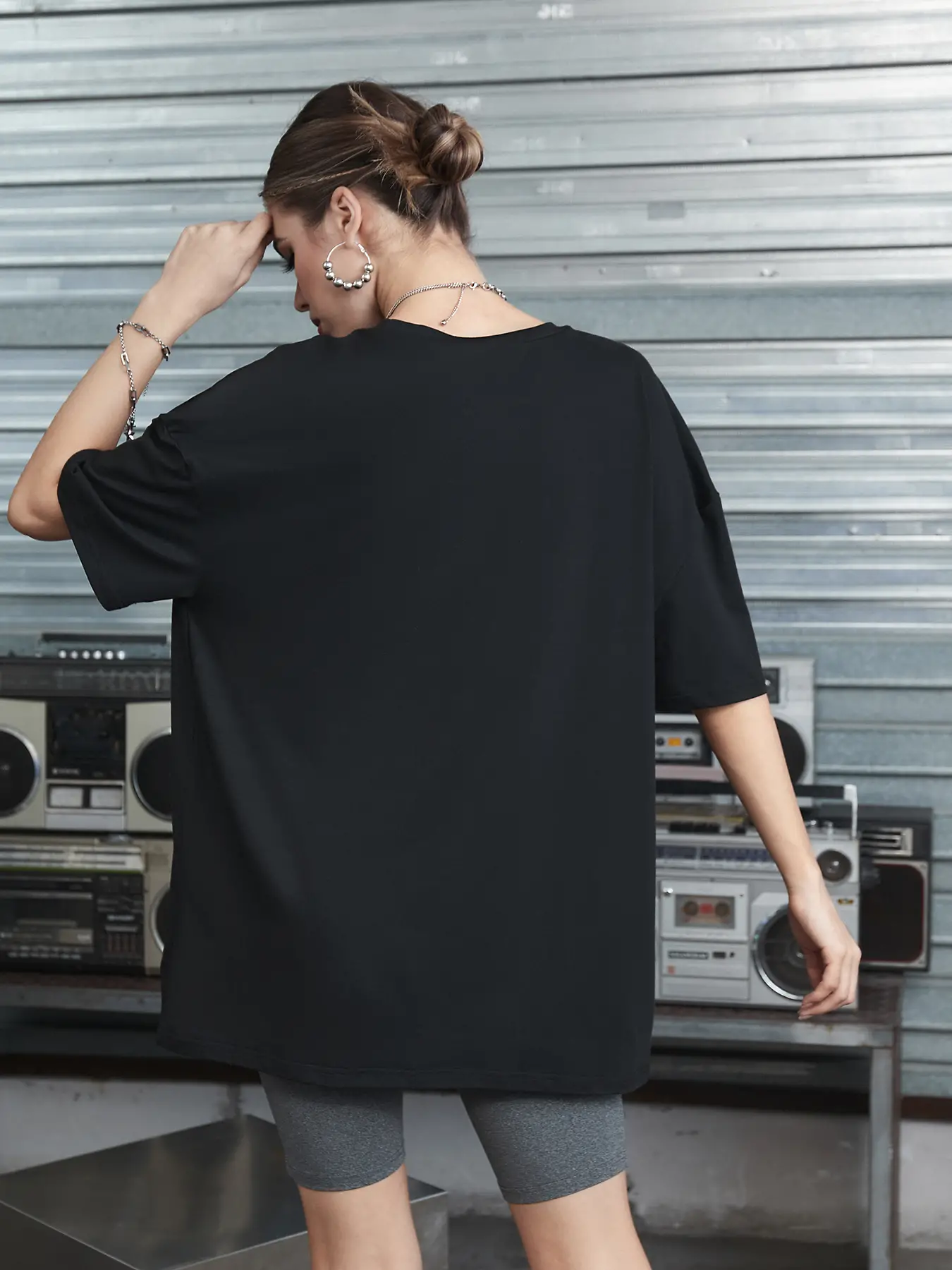 Elengatine Fashion Avatar letter printing Drop Shoulder Tee