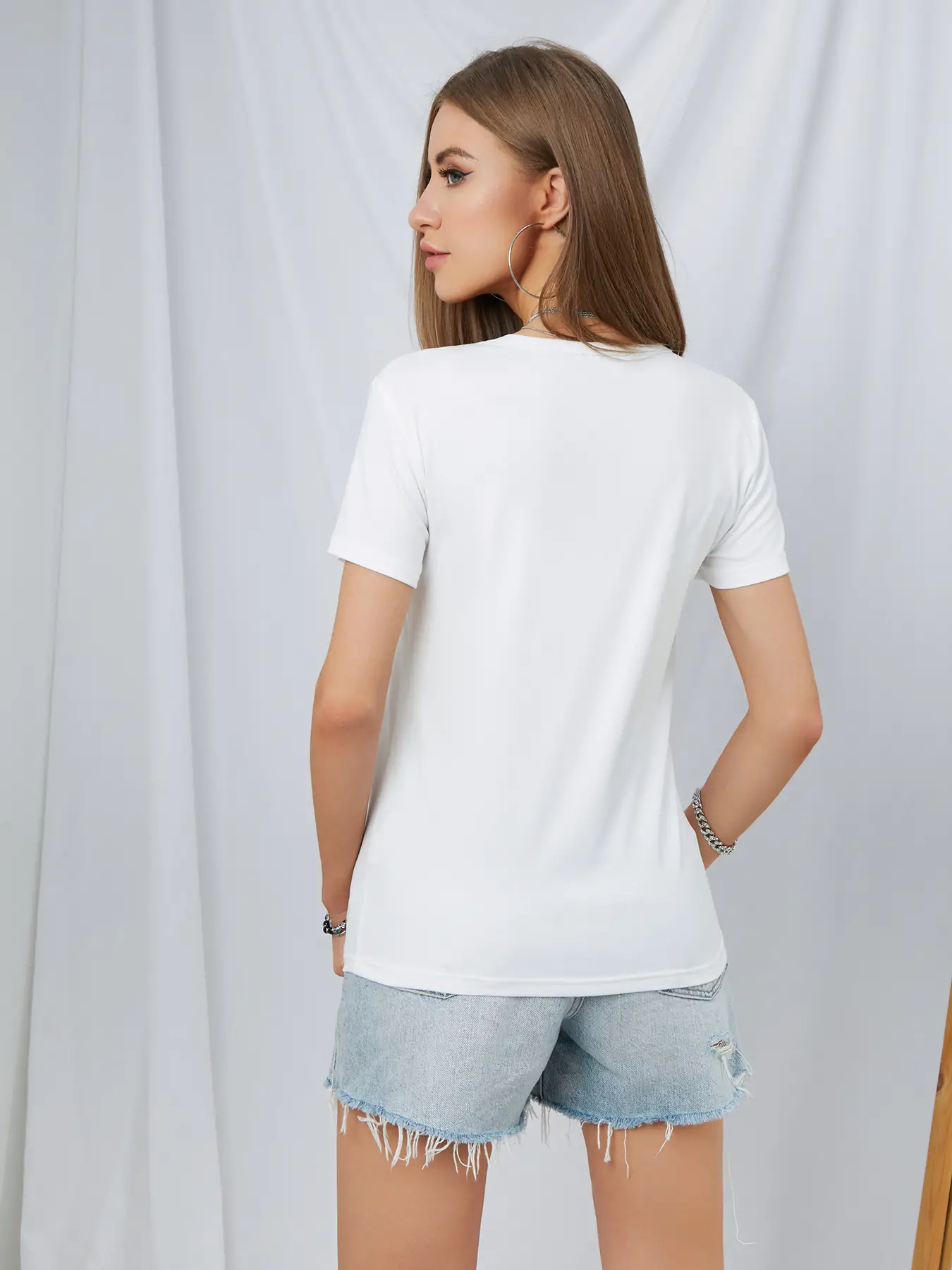 Elengatine Drop Shoulder Beautiful Women Face Tee